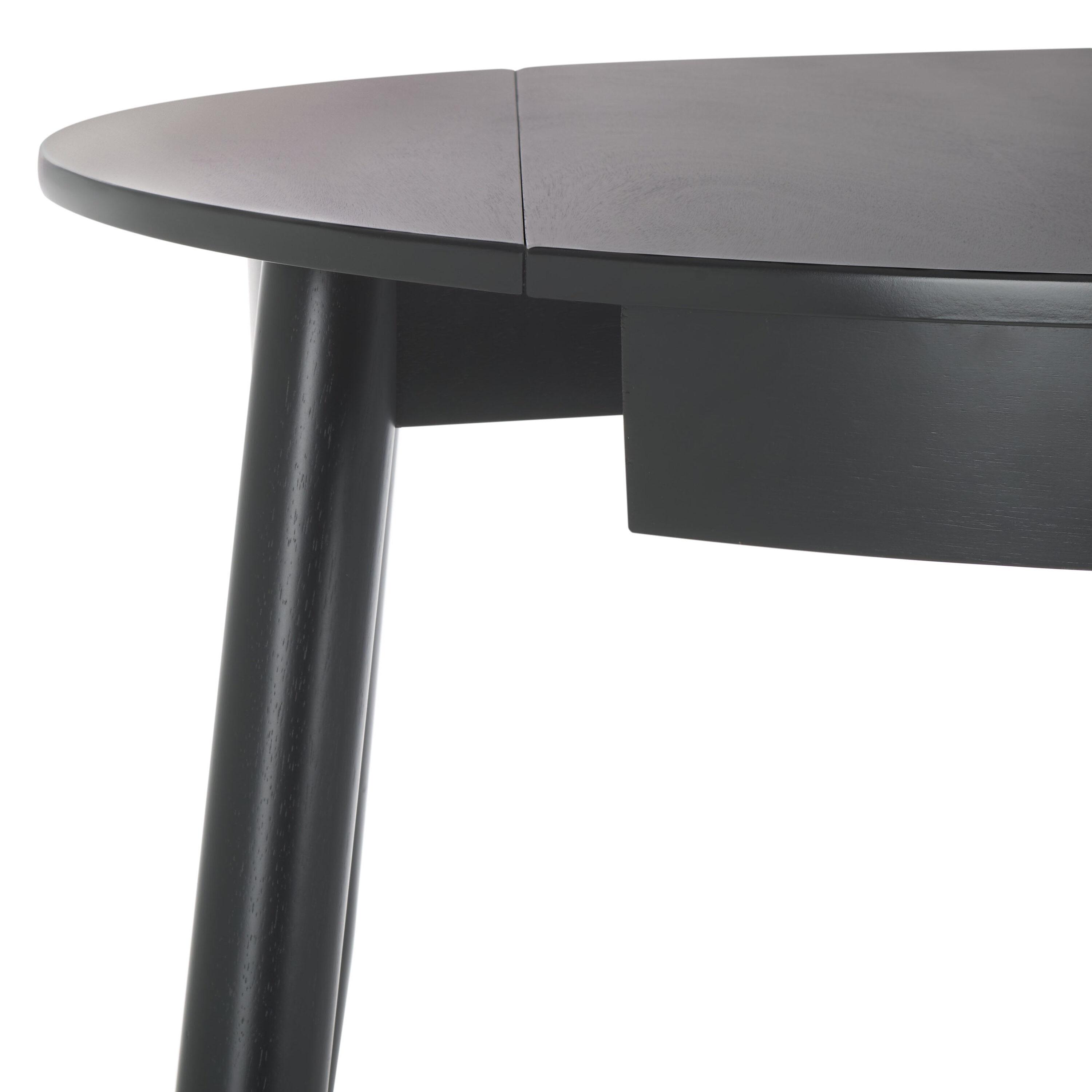 Black Round Reclaimed Wood Extendable Dining Table