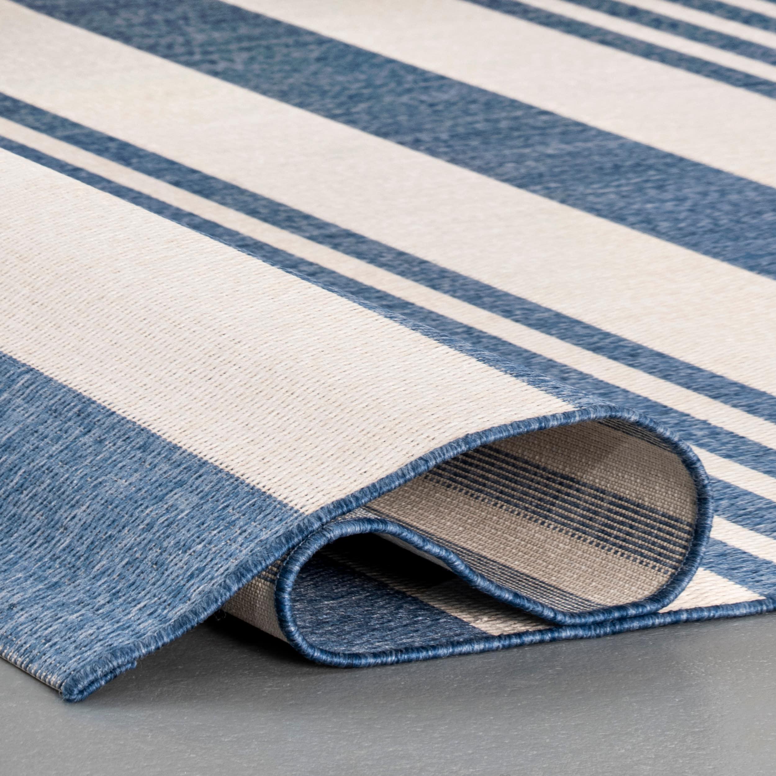 Nuloom Robin Striped 3x4 Indoor/Outdoor Accent Rug for Living Room Patio Deck Front Porch Entryway Kitchen, Blue/Ivory