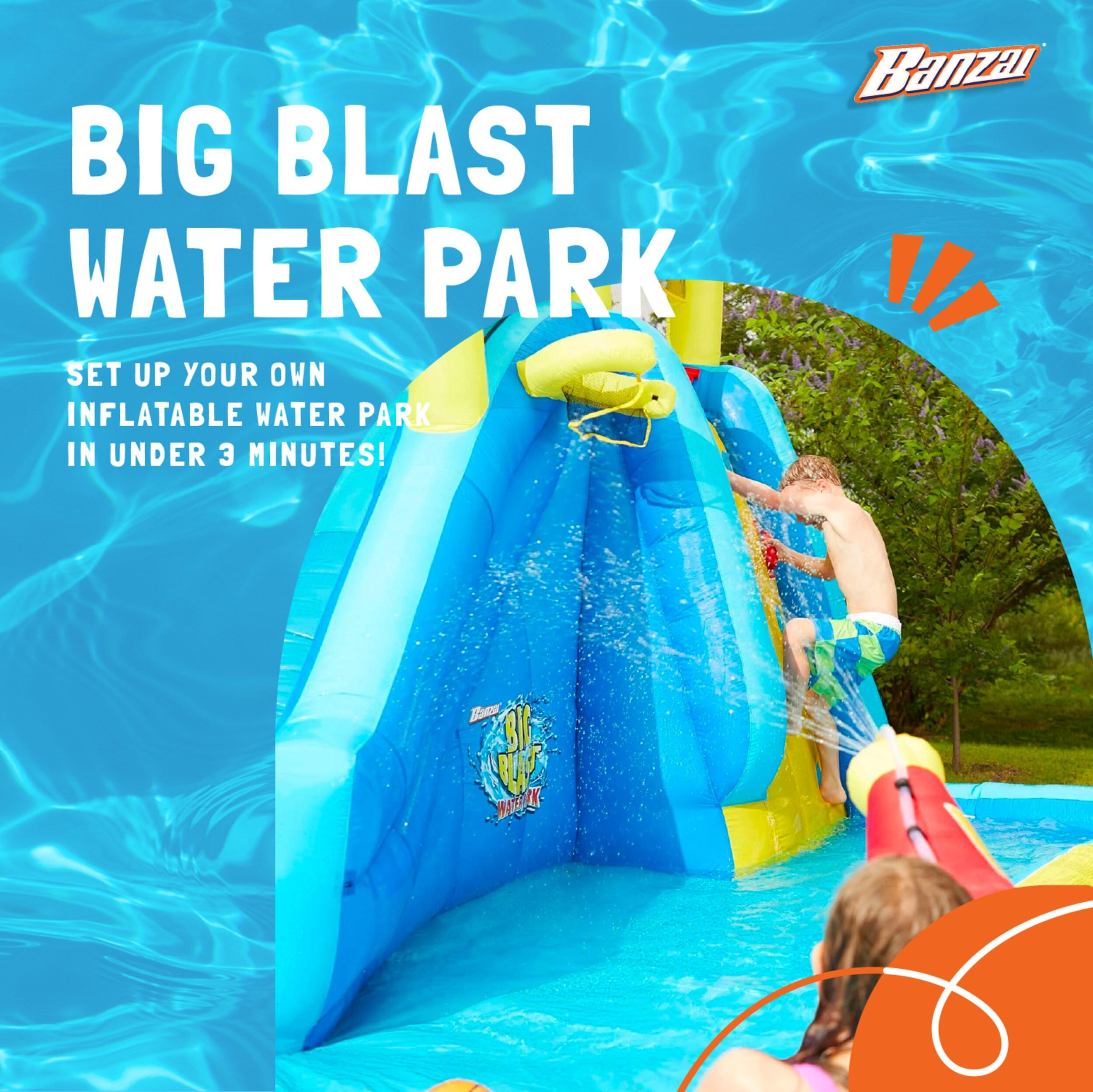 Banzai Big Blast Inflatable Water Park w/ Climbing Wall, Ball Game & Splash Pool | Wayfair