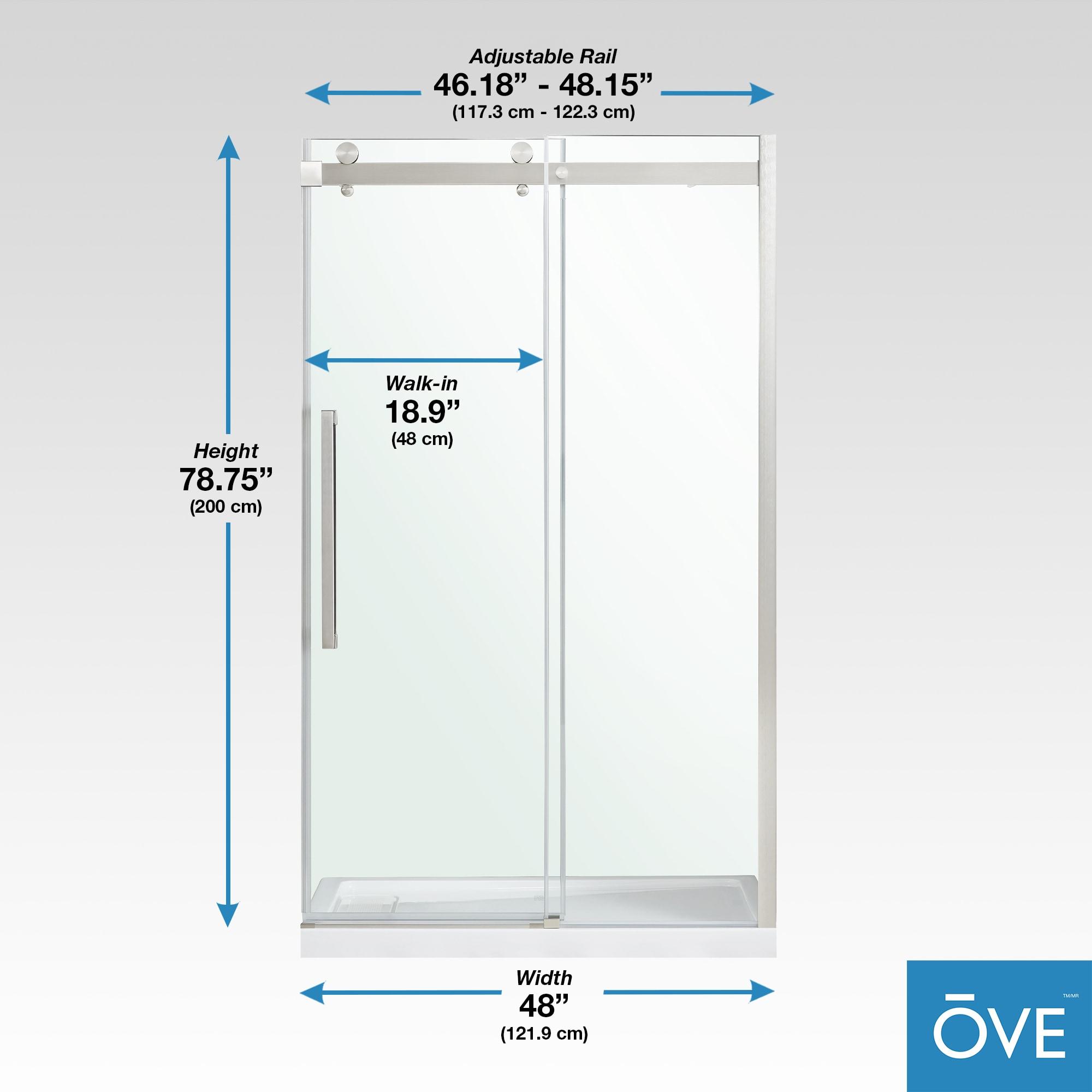 OVE Decors Bel Soft Close 48" x 78" Frameless Sliding Soft Close Shower Door