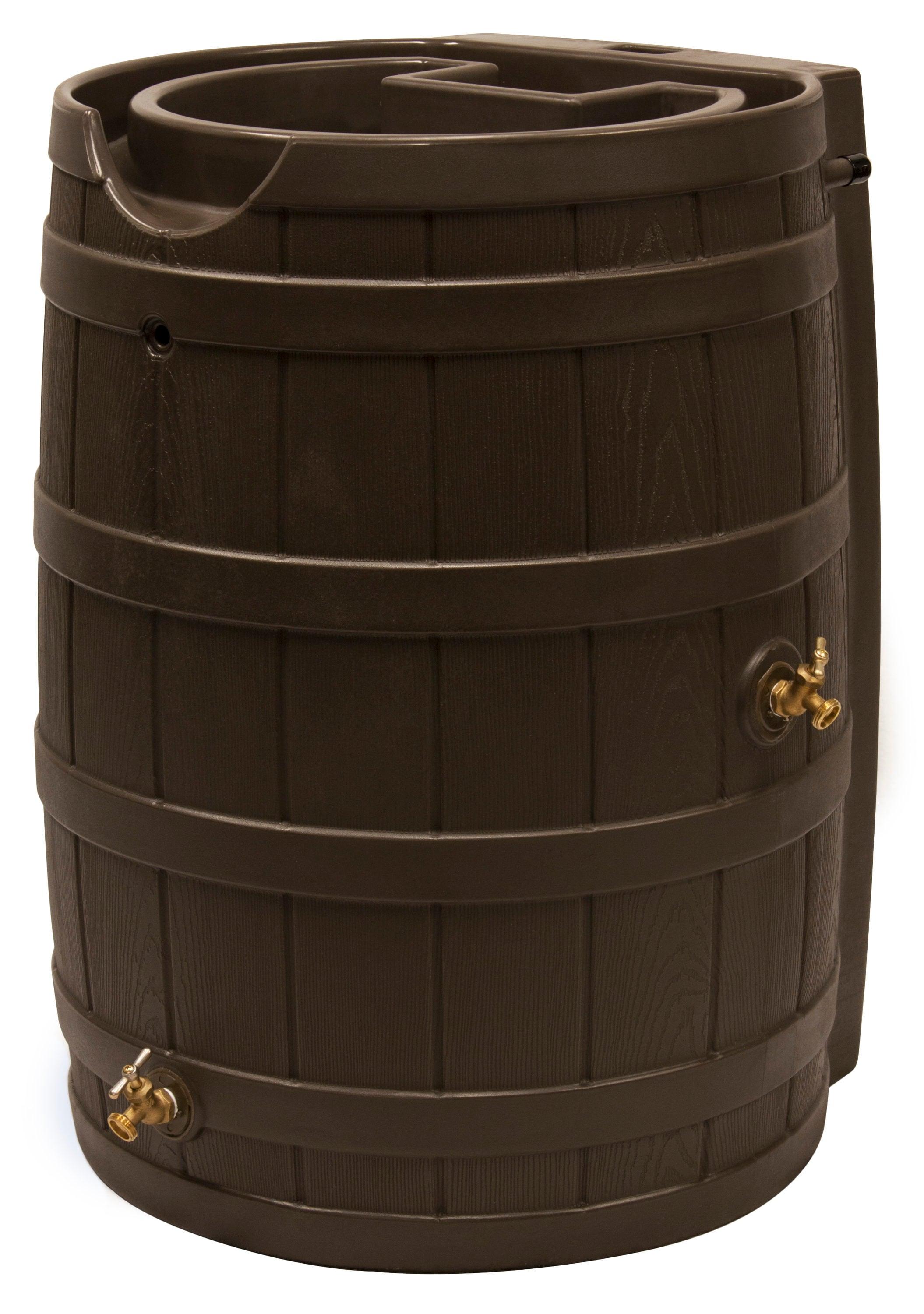 Good Ideas 65 Gallons Plastic Drainable Dual Overflow Planter Rain Barrel