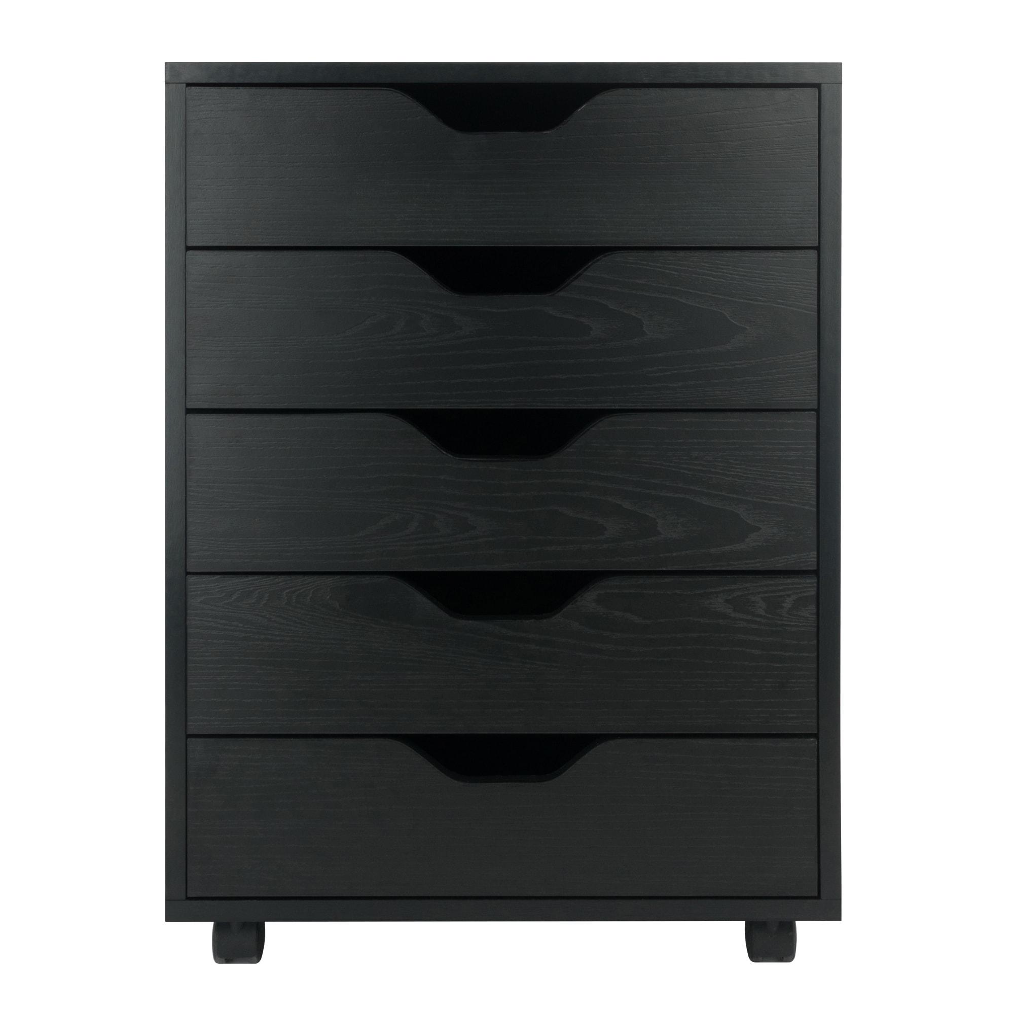 Halifax 5 Drawer Cabinet with Casters Black - Winsome