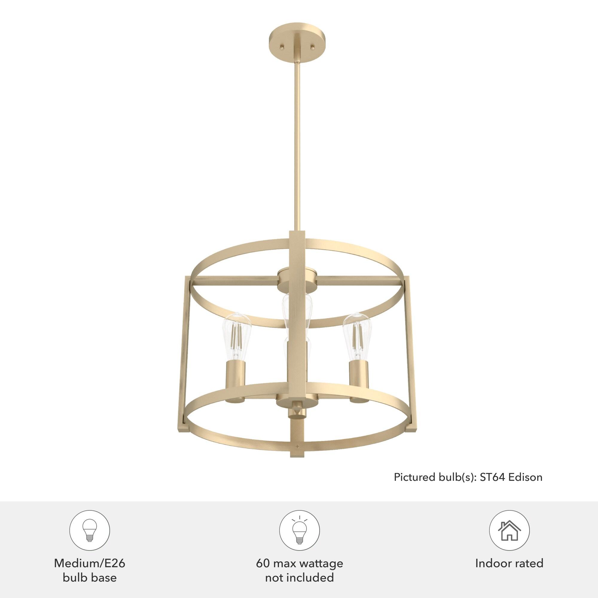Hunter - Astwood 4-light Alturas Gold, Medium Size Chandelier, Dimmable, Caged Style, Drum Shaped, for Bedrooms, Kitchens, Dining, Living Rooms - 19958