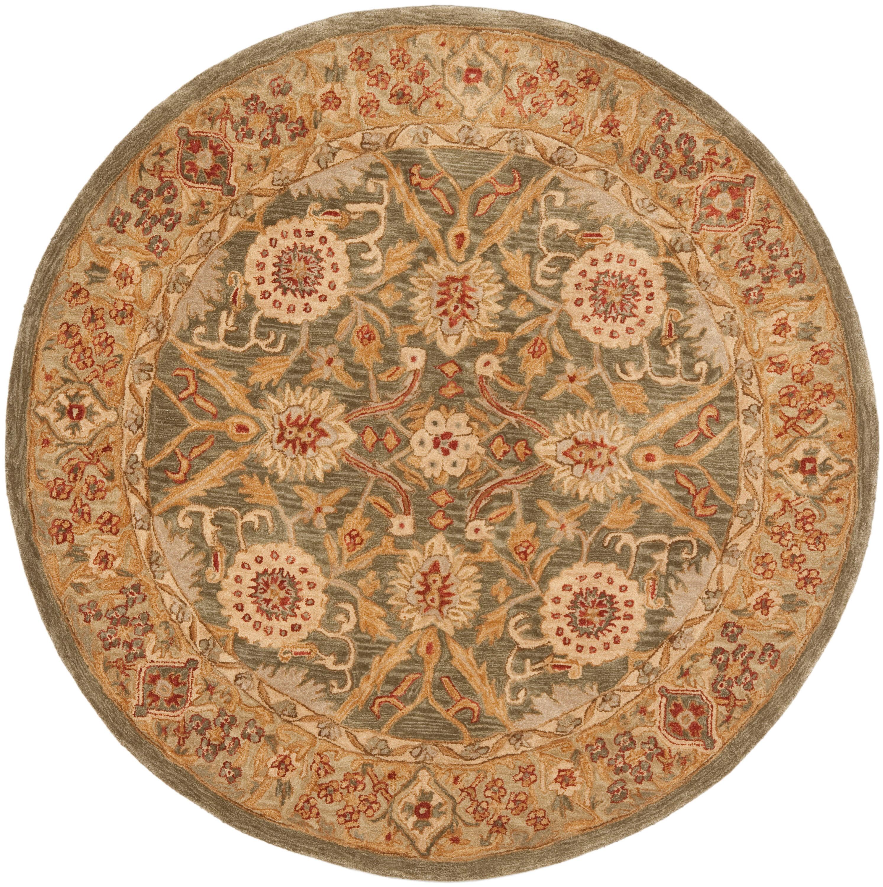 Anatolia Sage/Ivory 4 ft. x 4 ft. Round Border Area Rug