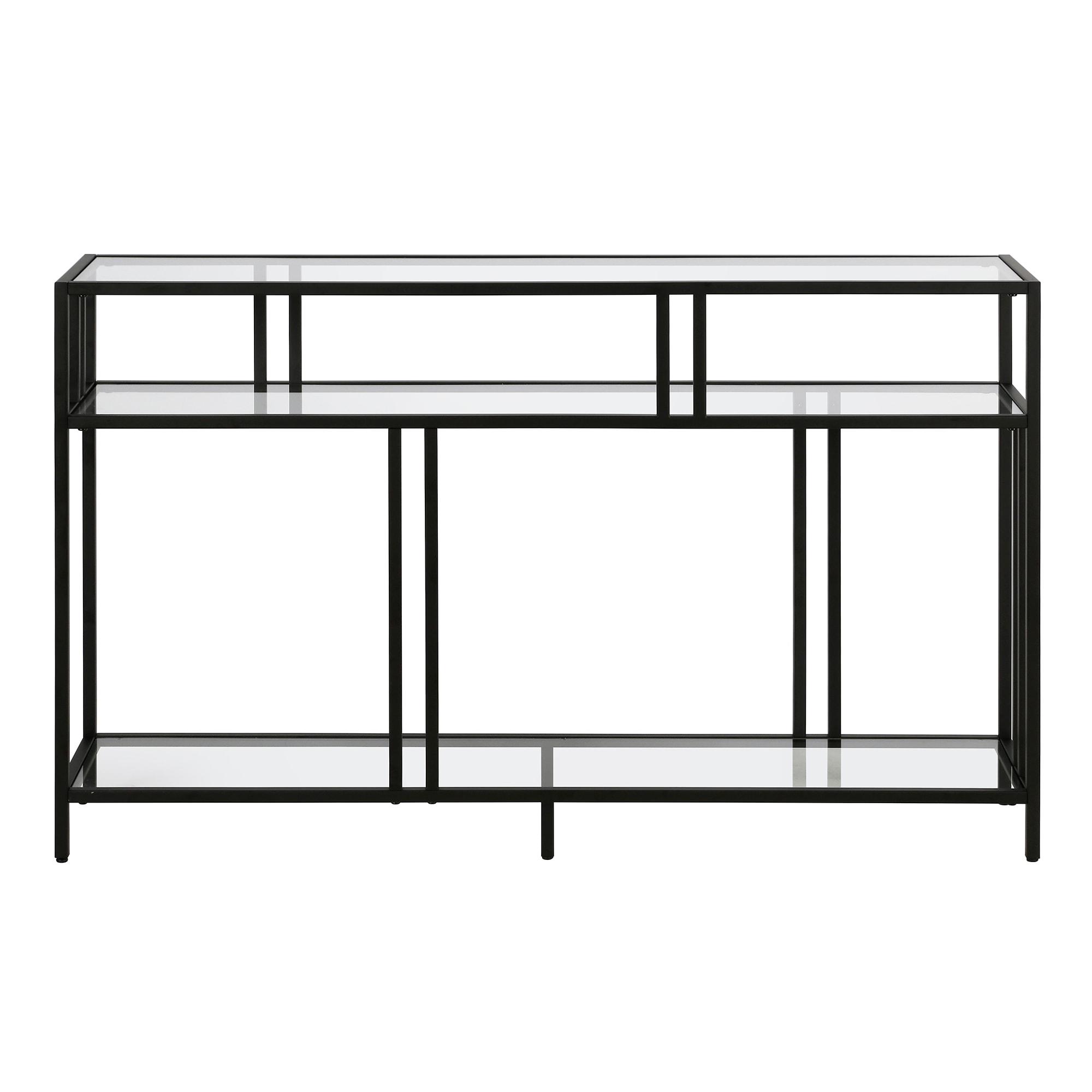Henn&Hart 48" Blackened Bronze Metal/Glass Console Table