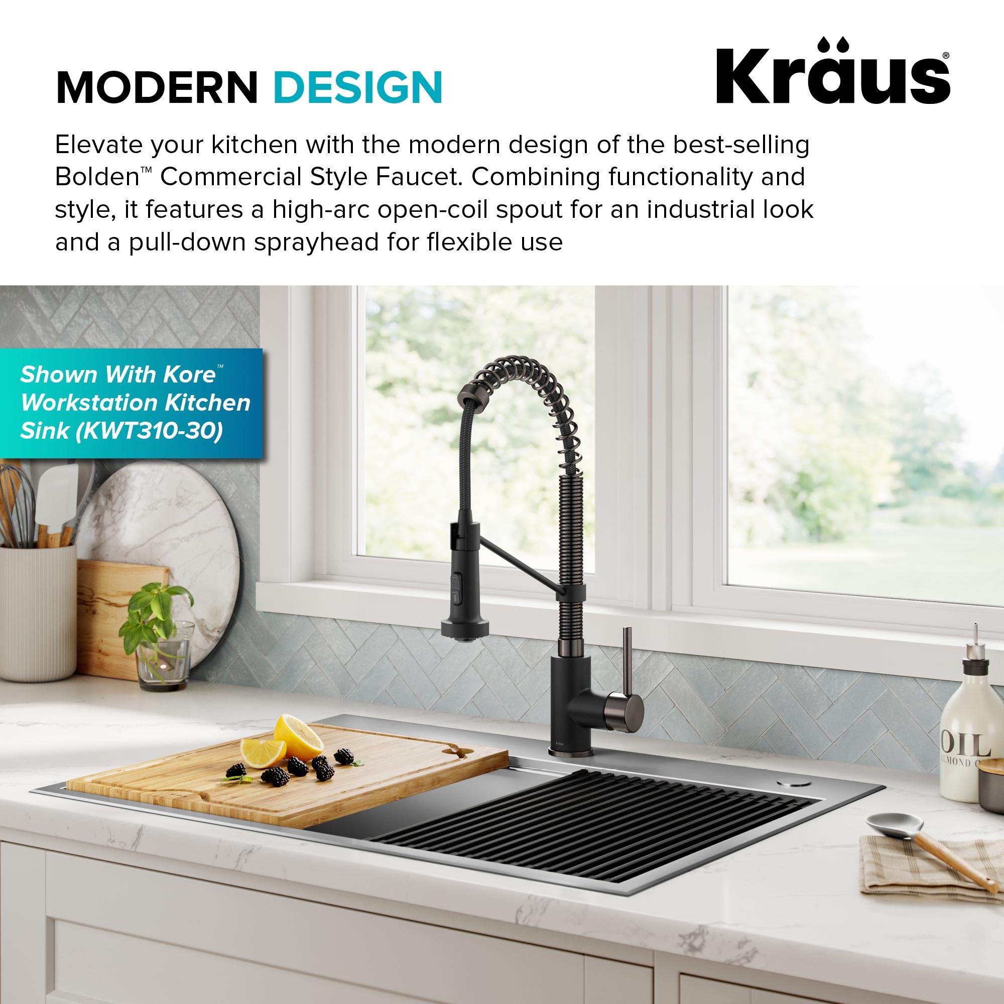 KRAUS Bolden Commercial Style 2-Function Single Handle Pull Down Kitchen Faucet