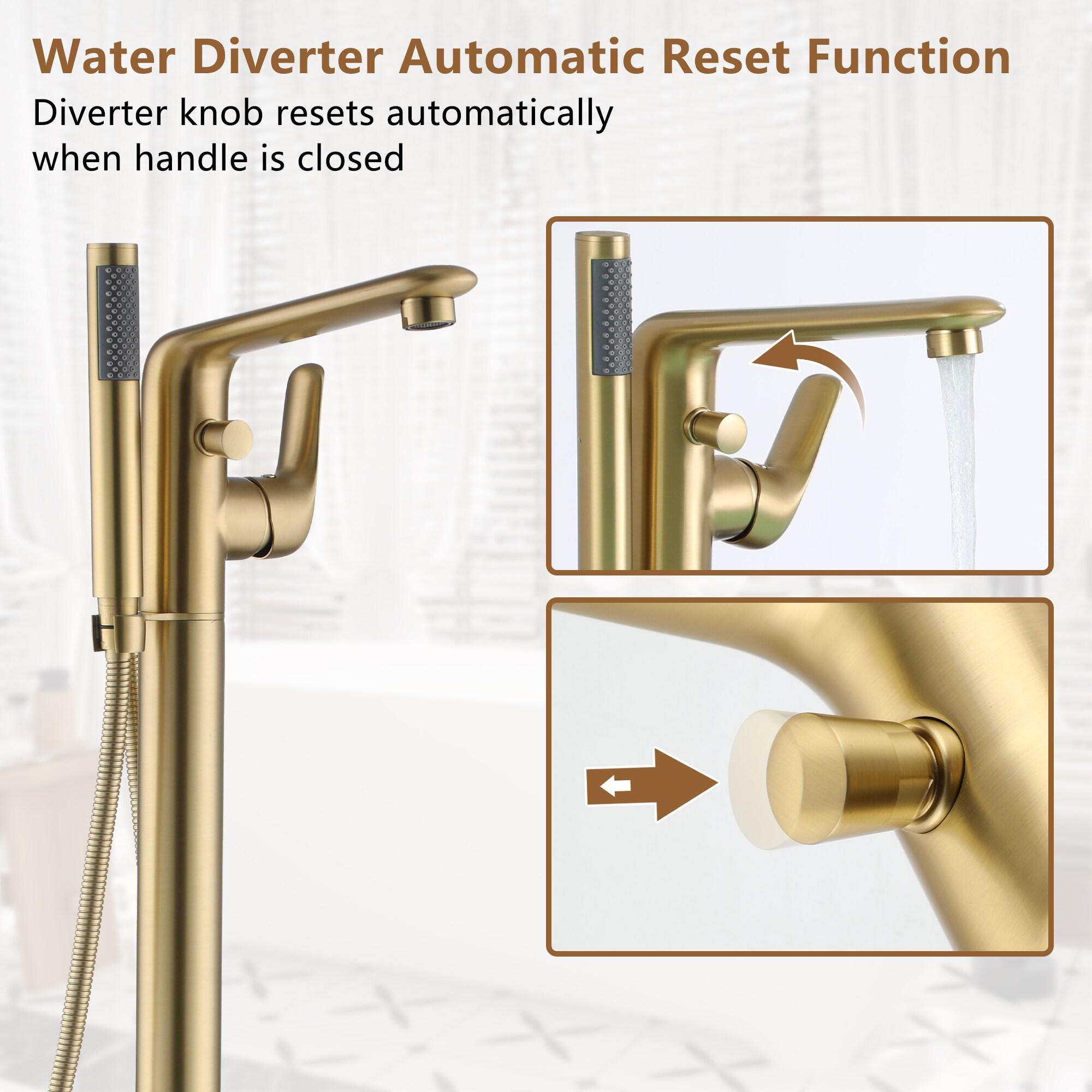 Single Handle Freestanding Bathtub Faucet with Diverter and Handshower