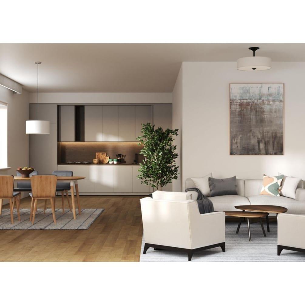 Progress Lighting, Inspire Collection, 3-Light Semi-Flush Mount, Graphite, Summer Linen Shade