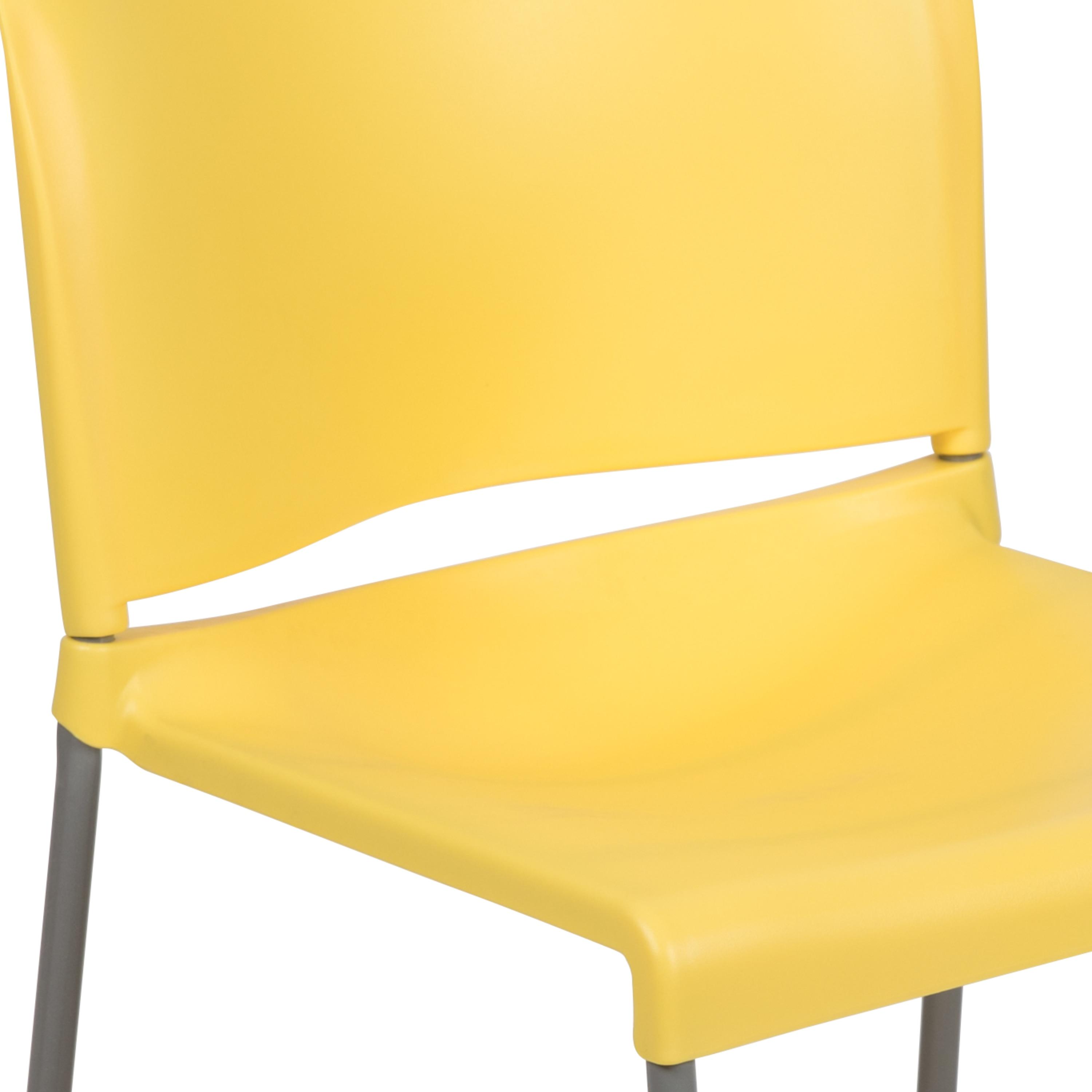 Flash Furniture HERCULES Series 880 lb. Capacity Yellow Full Back Contoured Stack Chair with Gray Powder Coated Sled Base