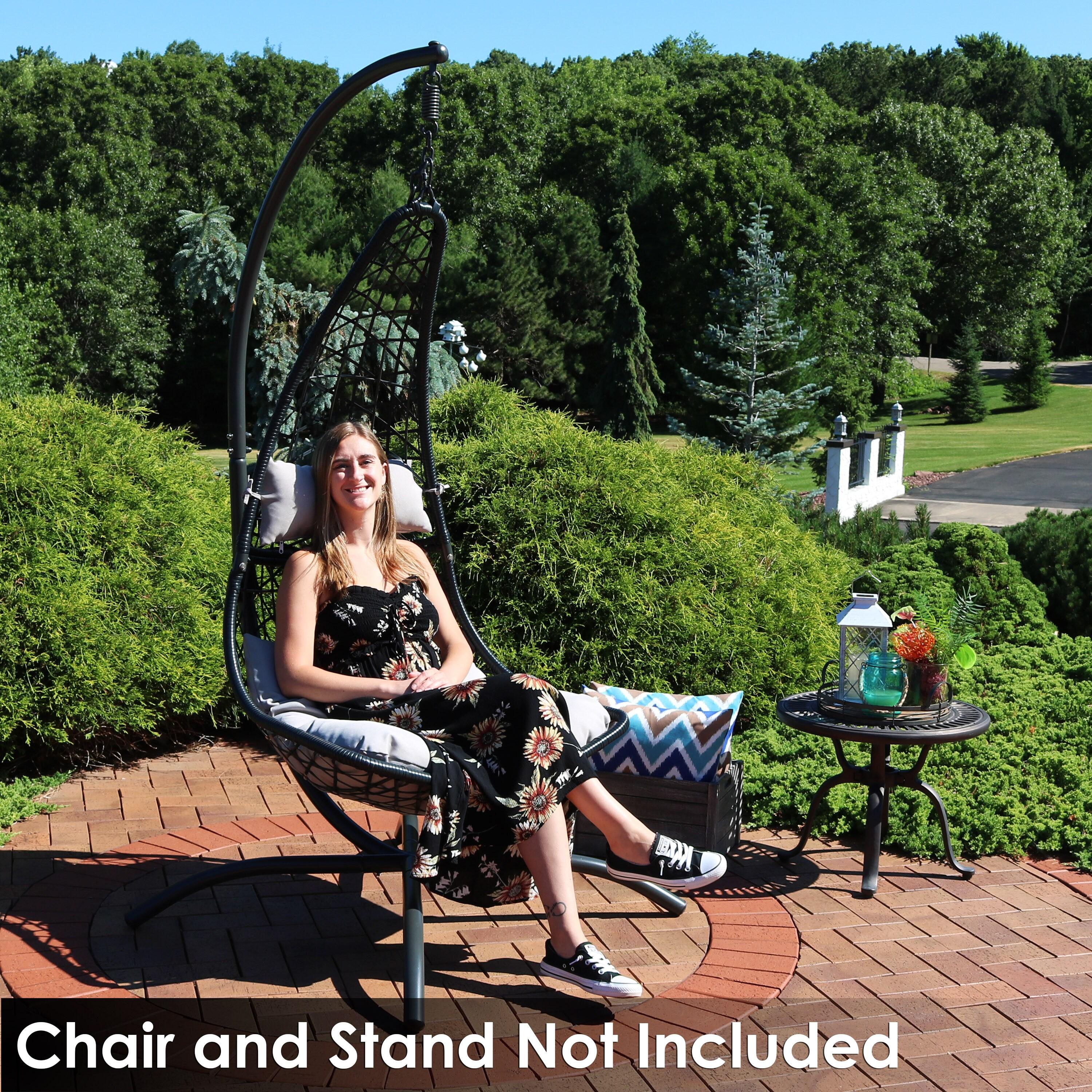 Sunnydaze Outdoor Replacement Headrest and Cushions for Phoebe Hanging Lounge Egg Chair - Gray - 2pc