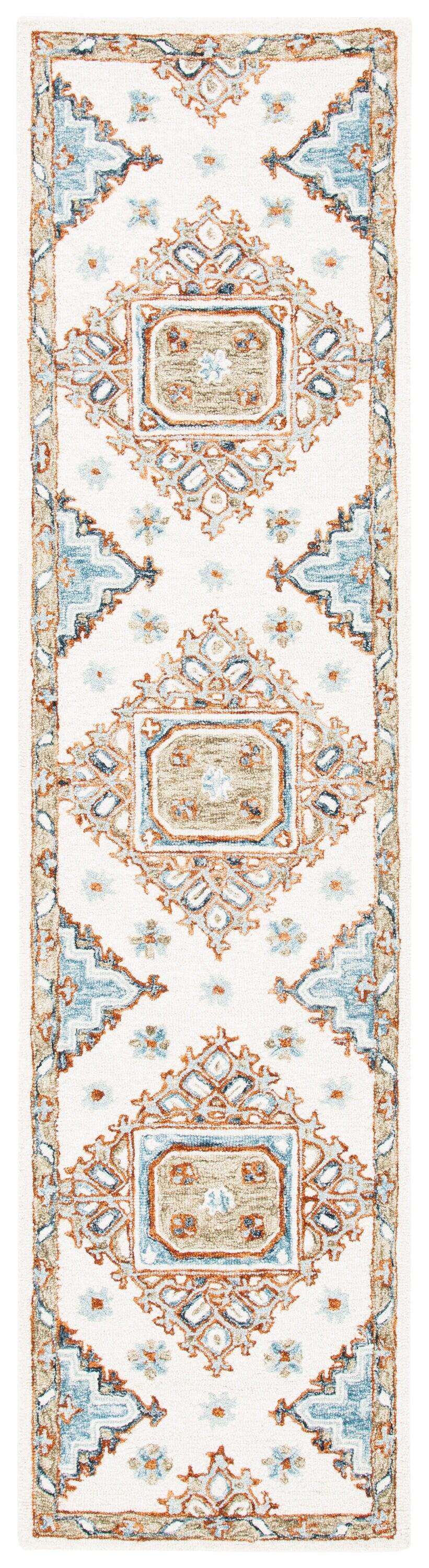 Capri CPR209 Hand Tufted Runner Rug - Ivory/Rust - 2'3"x9' - Safavieh.