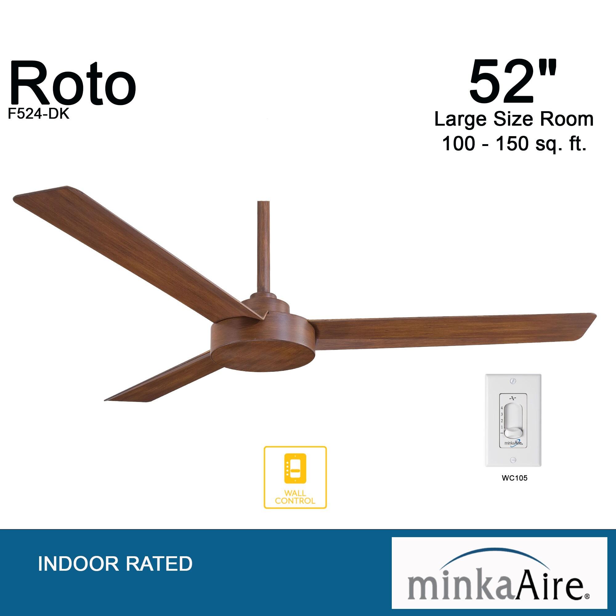 52" Roto 3 - Blade Propeller Ceiling Fan with Wall Control