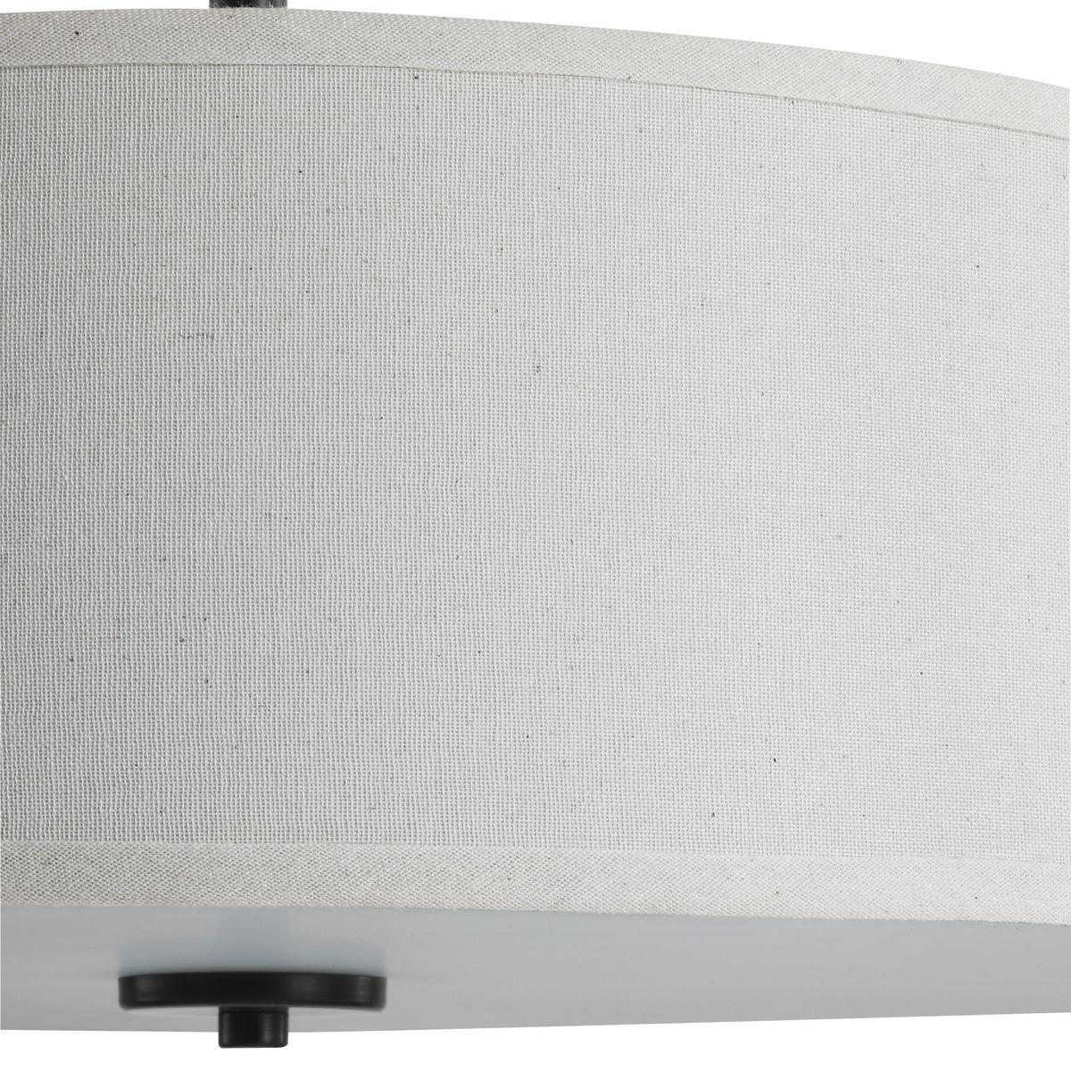 Progress Lighting, Inspire Collection, 3-Light Semi-Flush Mount, Antique Bronze, Off-White Linen Shade