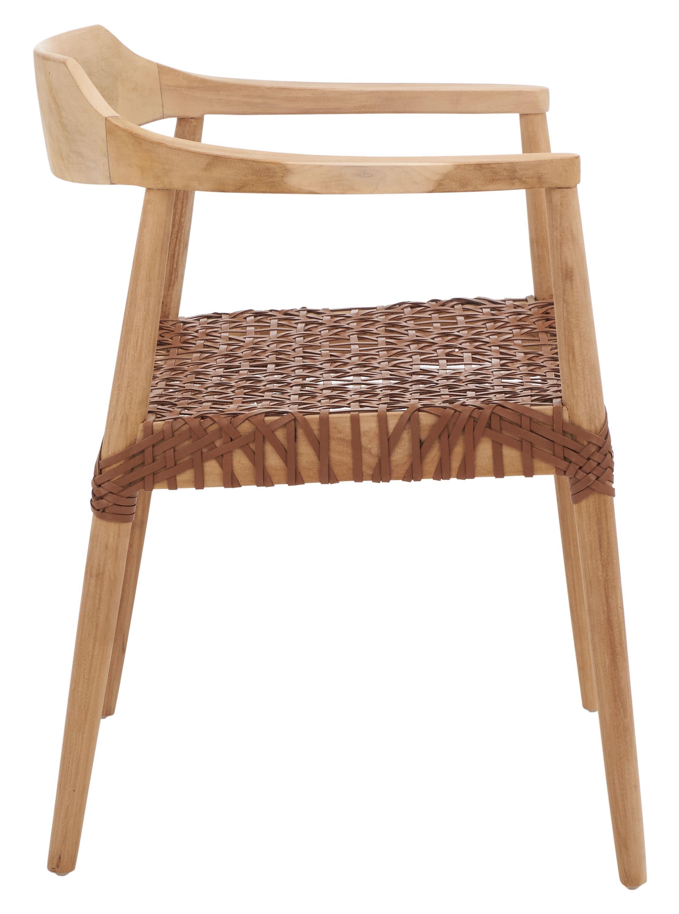 Munro Leather Woven Accent Chair - ACH1005 - Natural/Light Honey - Safavieh
