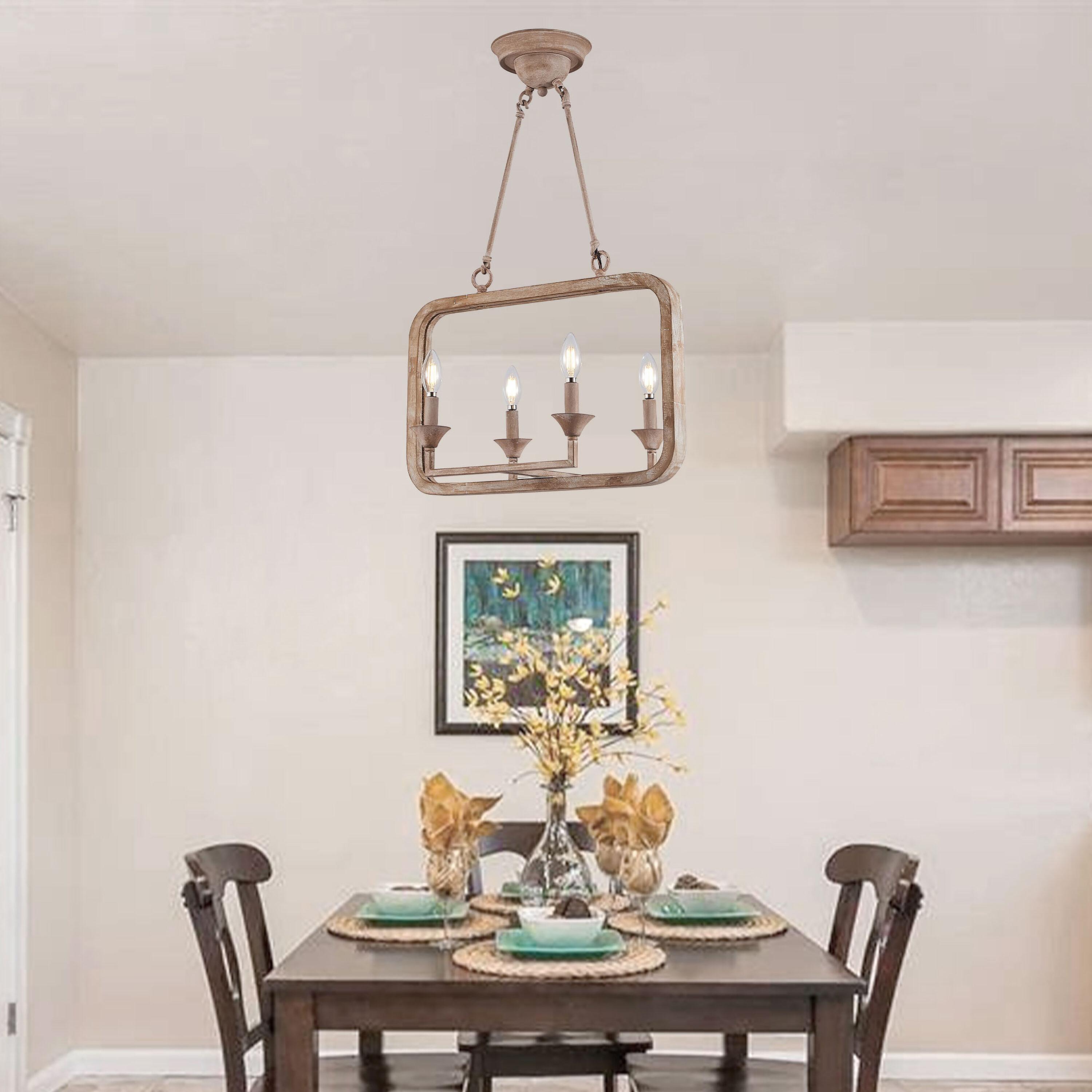 Cusp Barn Chandelier 4 -Light Brushed Brown Farmhouse Bare bulb For Use in Bedrooms, Dining Rooms, Foyers, Kitchens, Living Rooms Chandelier