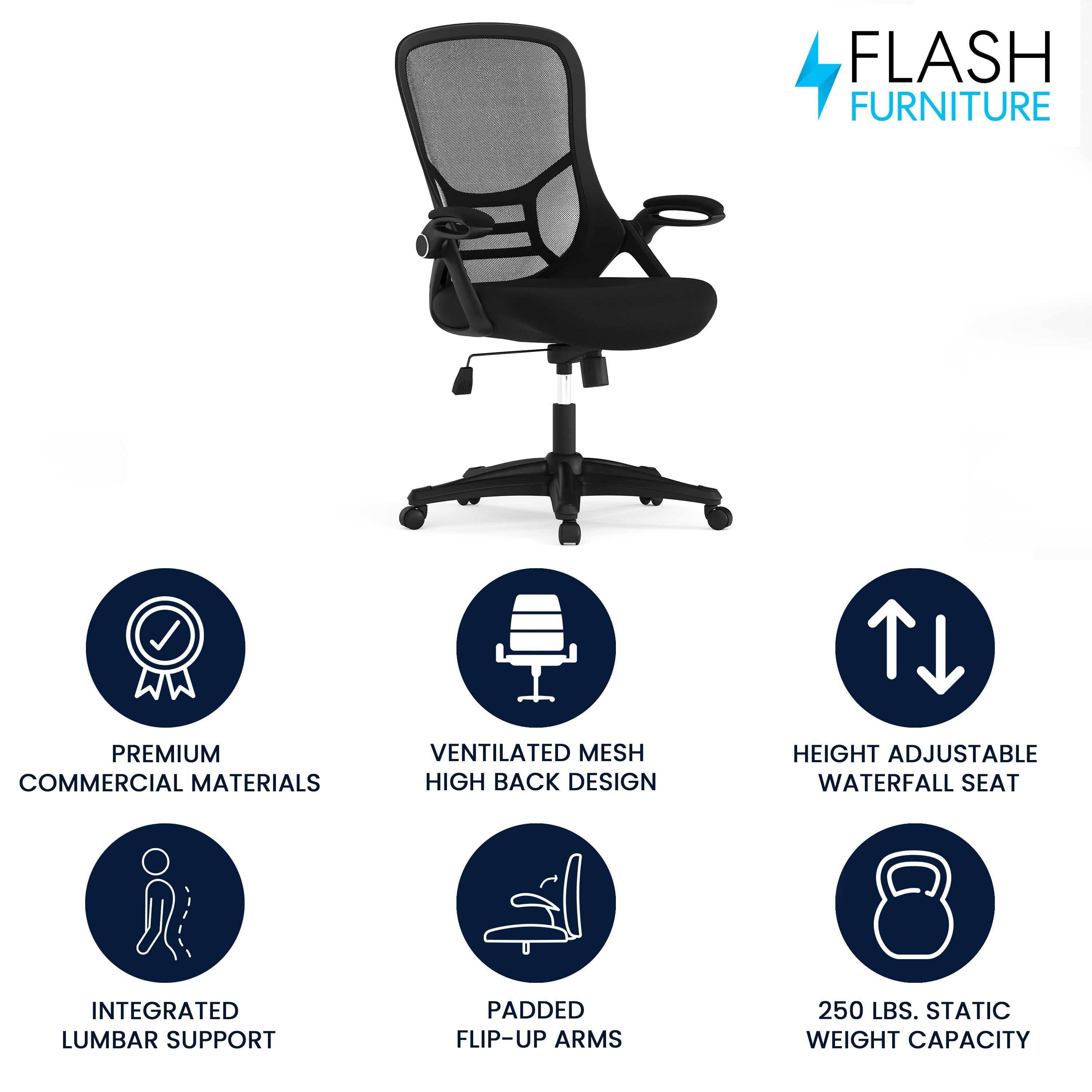 Flash Furniture Cappello High-Back Mesh Swivel Ergonomic Office Chair with Flip-Up Arms