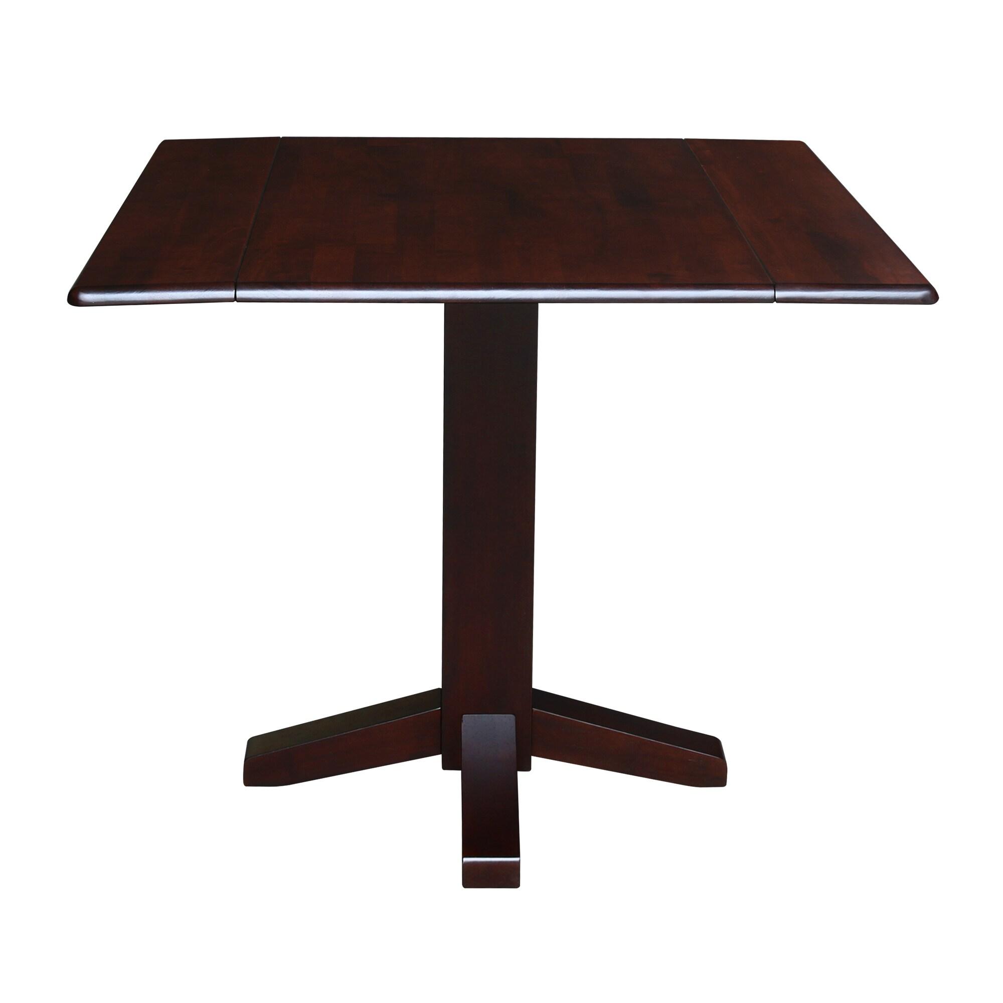 36" Sanders Square Dual Dining Table Rich Mocha - International Concepts: Solid Wood, 4-Seater Kitchen Table