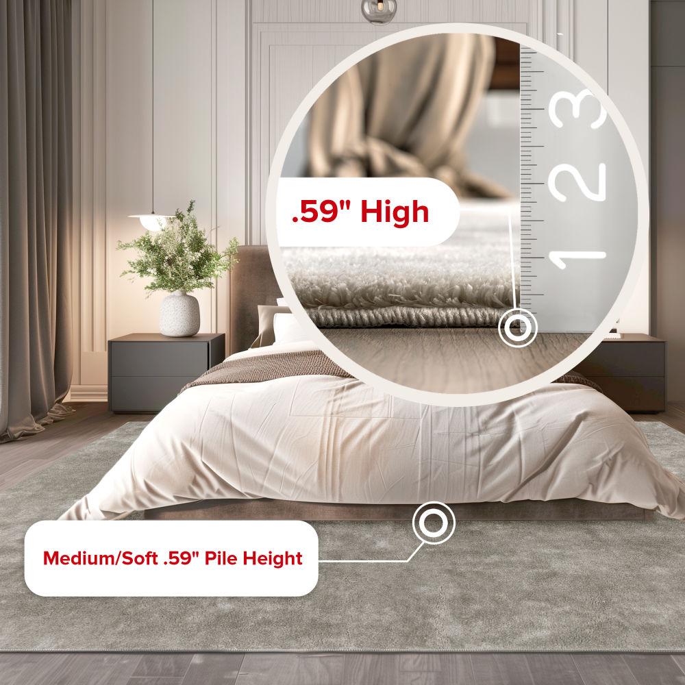 Nuloom Loni Cozy Plush Solid Pet Friendly Premium Machine Washable Shag Area Rug, 5' x 8', Beige