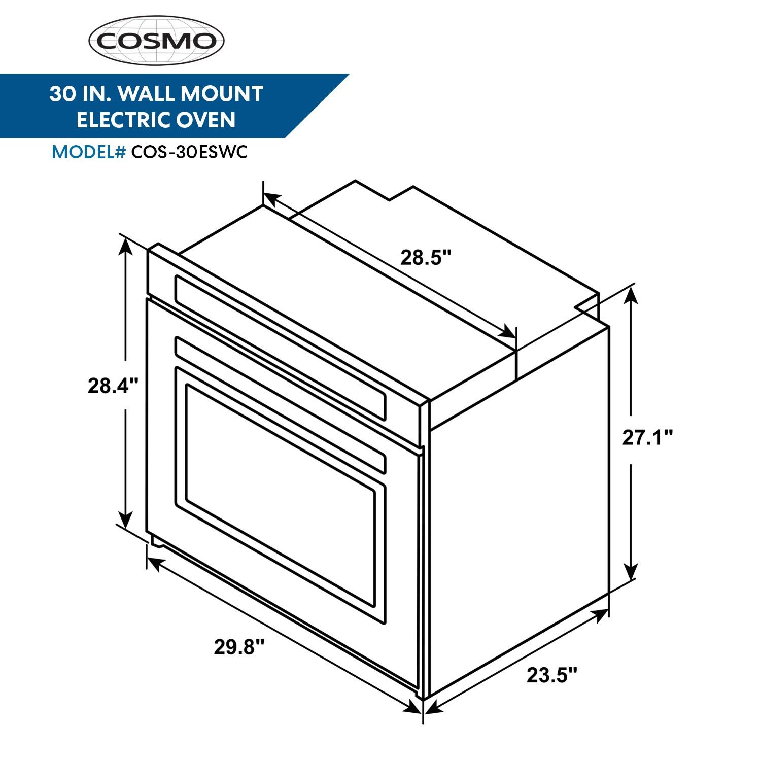 Cosmo COS-30ESWC 30 in. Self Cleaning Convection Electric Single Wall Oven