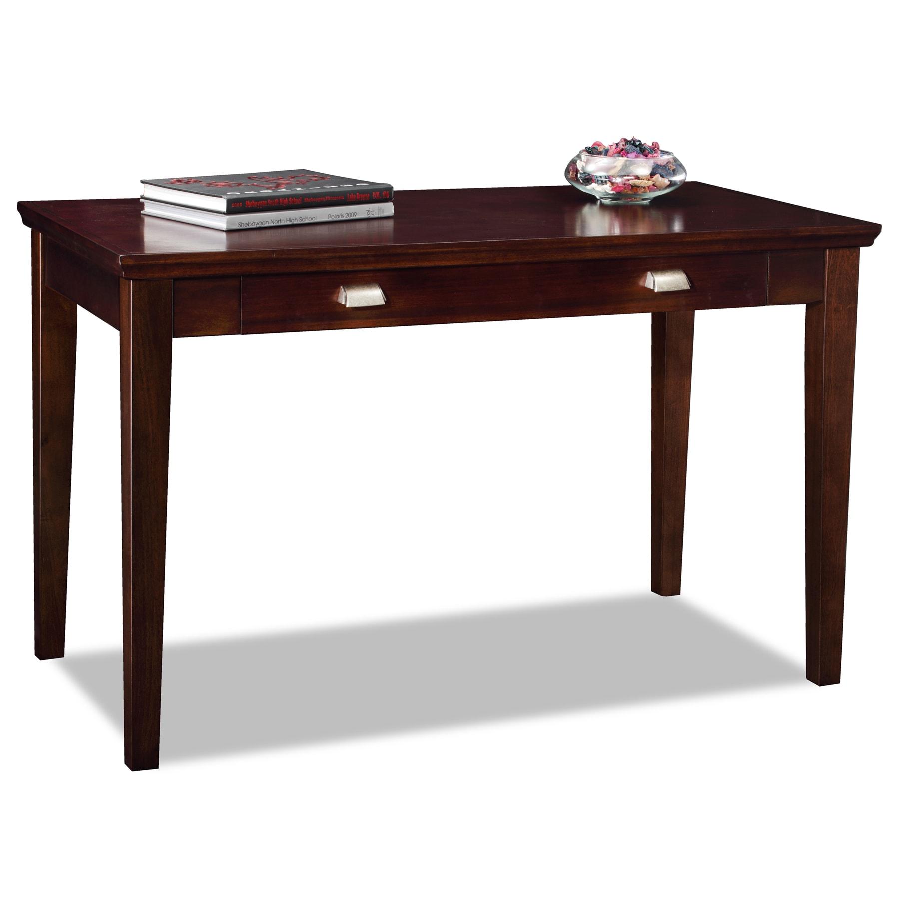 Chocolate Cherry Wood Writing Desk with Drawer and Keyboard Tray
