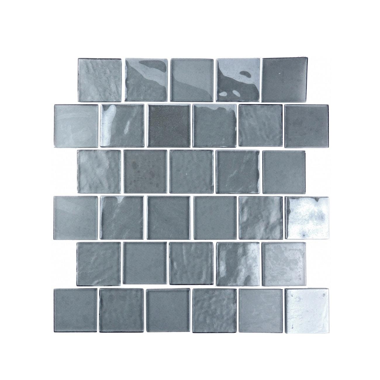 Landscape 2 in. x 2 in. Translucent Glass Plastic Face Mounted Brick Mosaic Designer Pool Tile