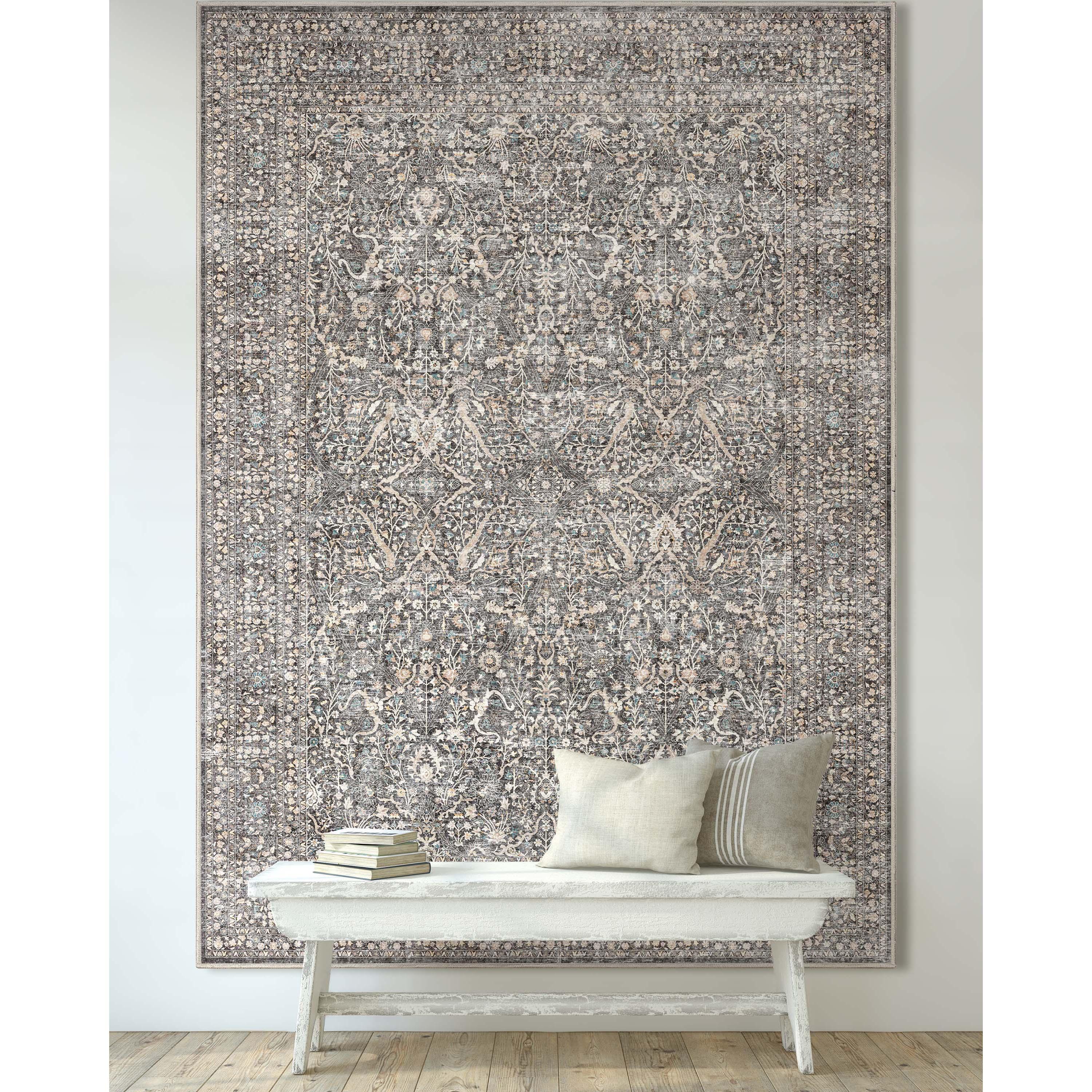 Ervin Isolde Vintage Oriental Botanical Gray Area Rug