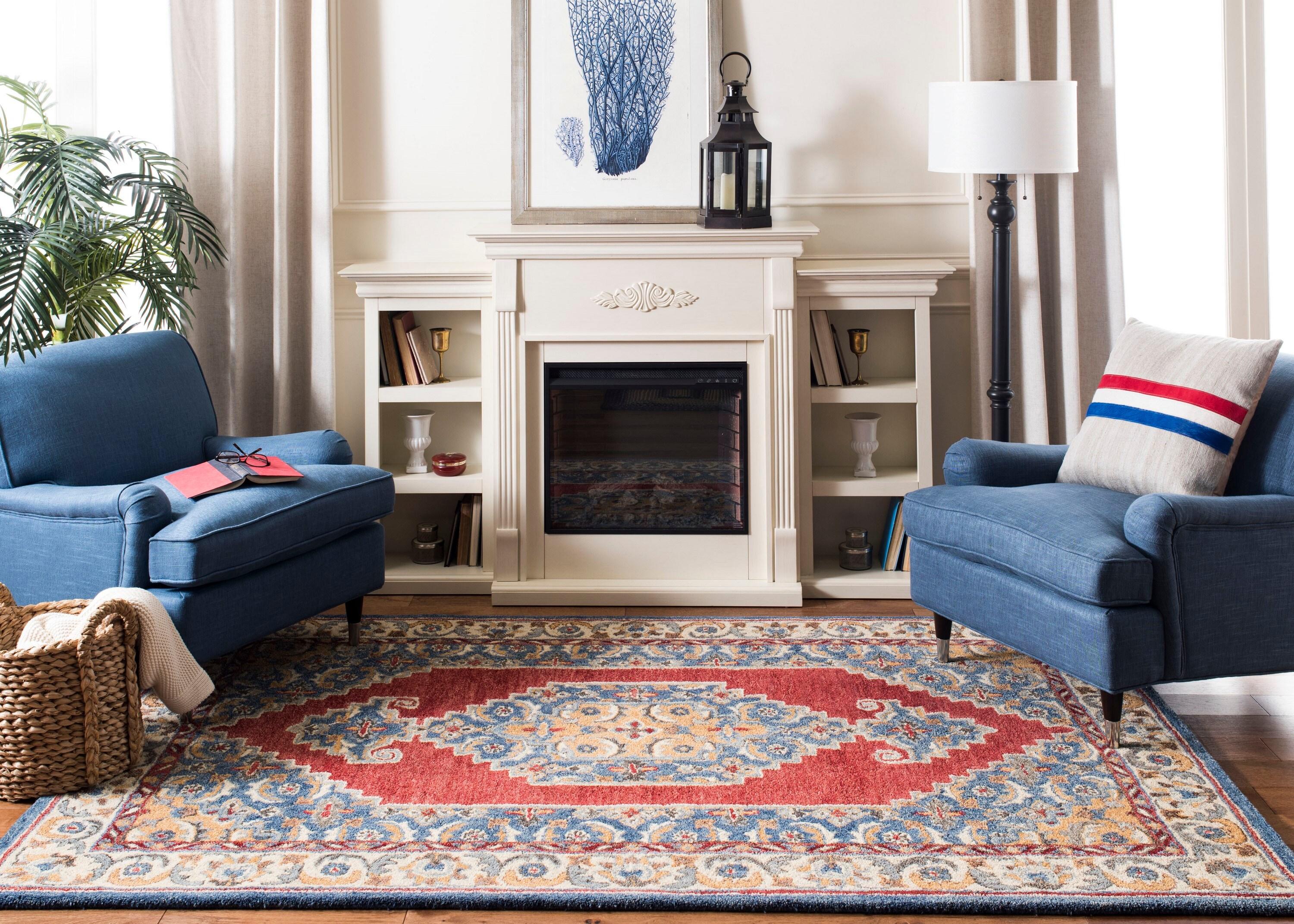 Antiquity AT505 Hand Tufted Area Rug - Blue/Red - 4'x6' - Safavieh.