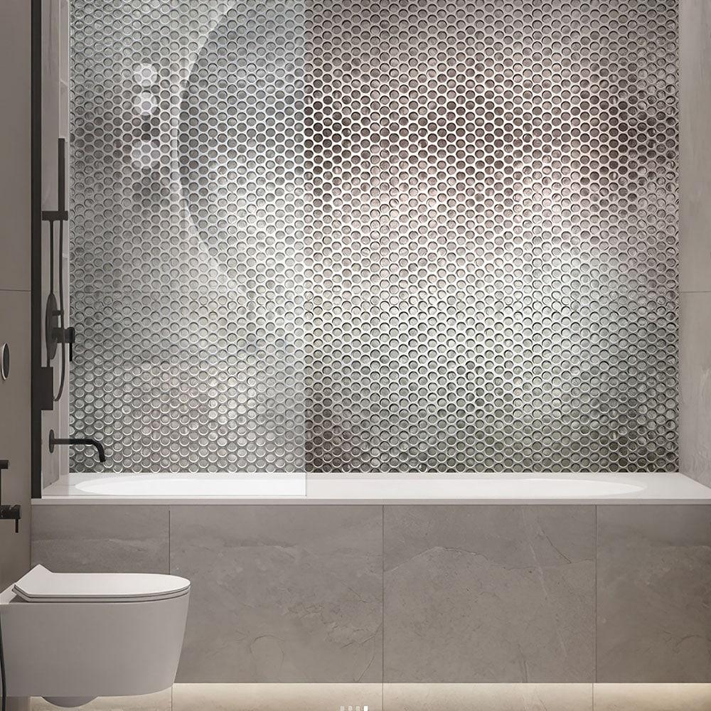 Glass Penny Round Mosaic Tile - 12.2" X 12.2" Sheet For Kitchen, Bathroom Or Wall Panel (10-Pack)