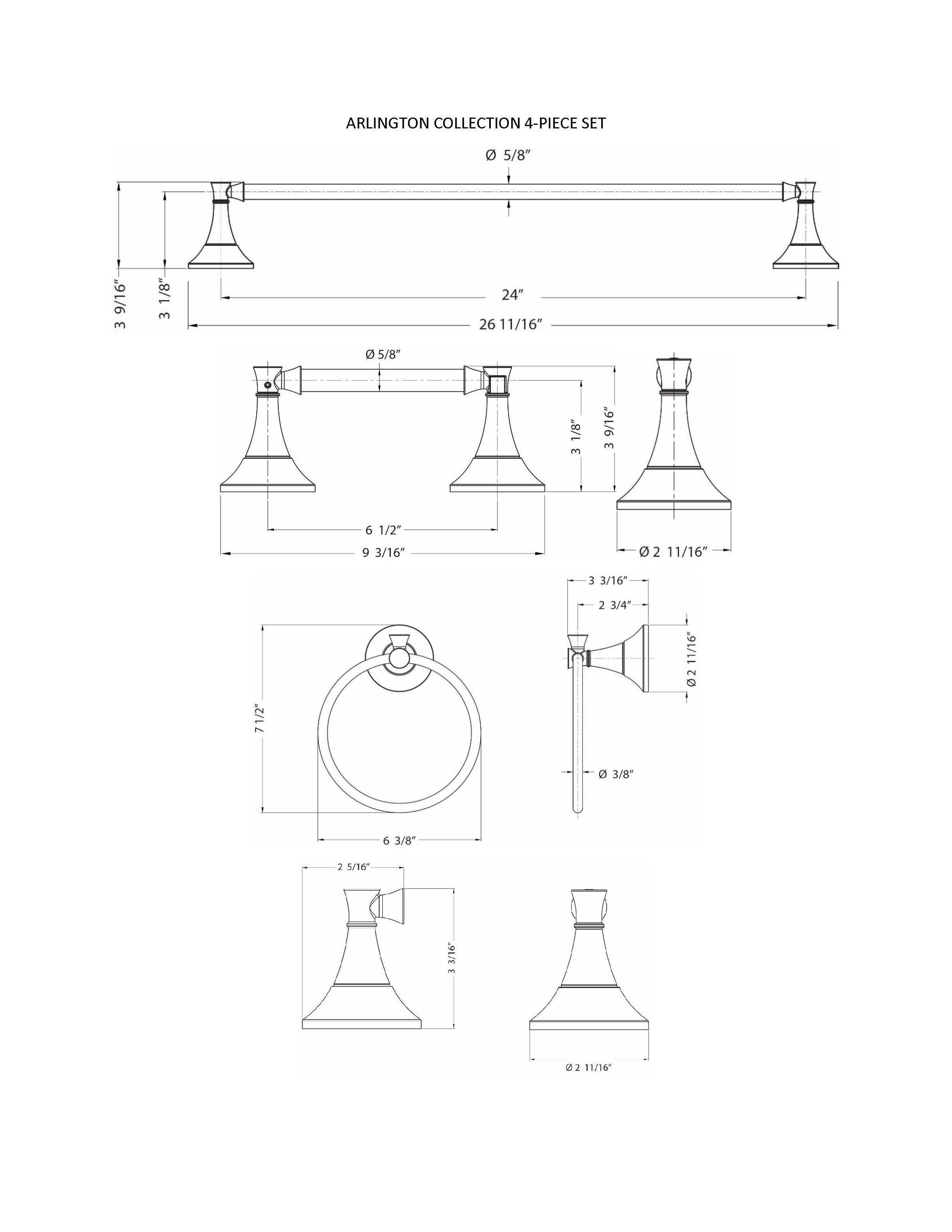 ARISTA 2705-4SET-MB Arlington 4 - Piece Bathroom Hardware Set