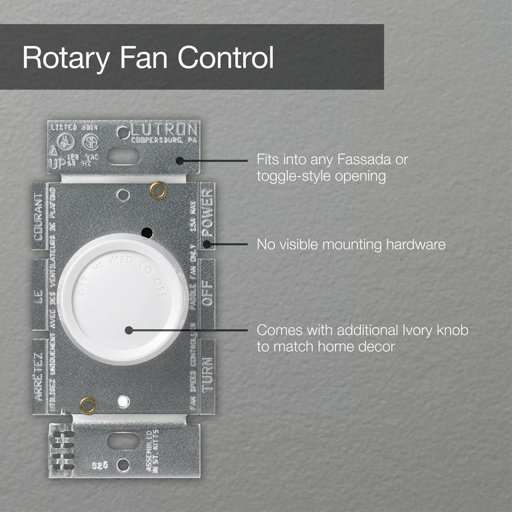 Lutron Rotary On/Off Fully Variable Ceiling Fan Wall Control