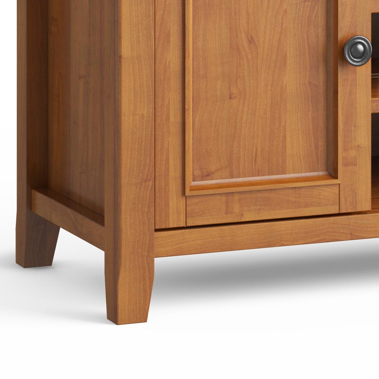Simpli Home Amherst Transitional Solid Wood 54" TV Stand in Light Golden Brown