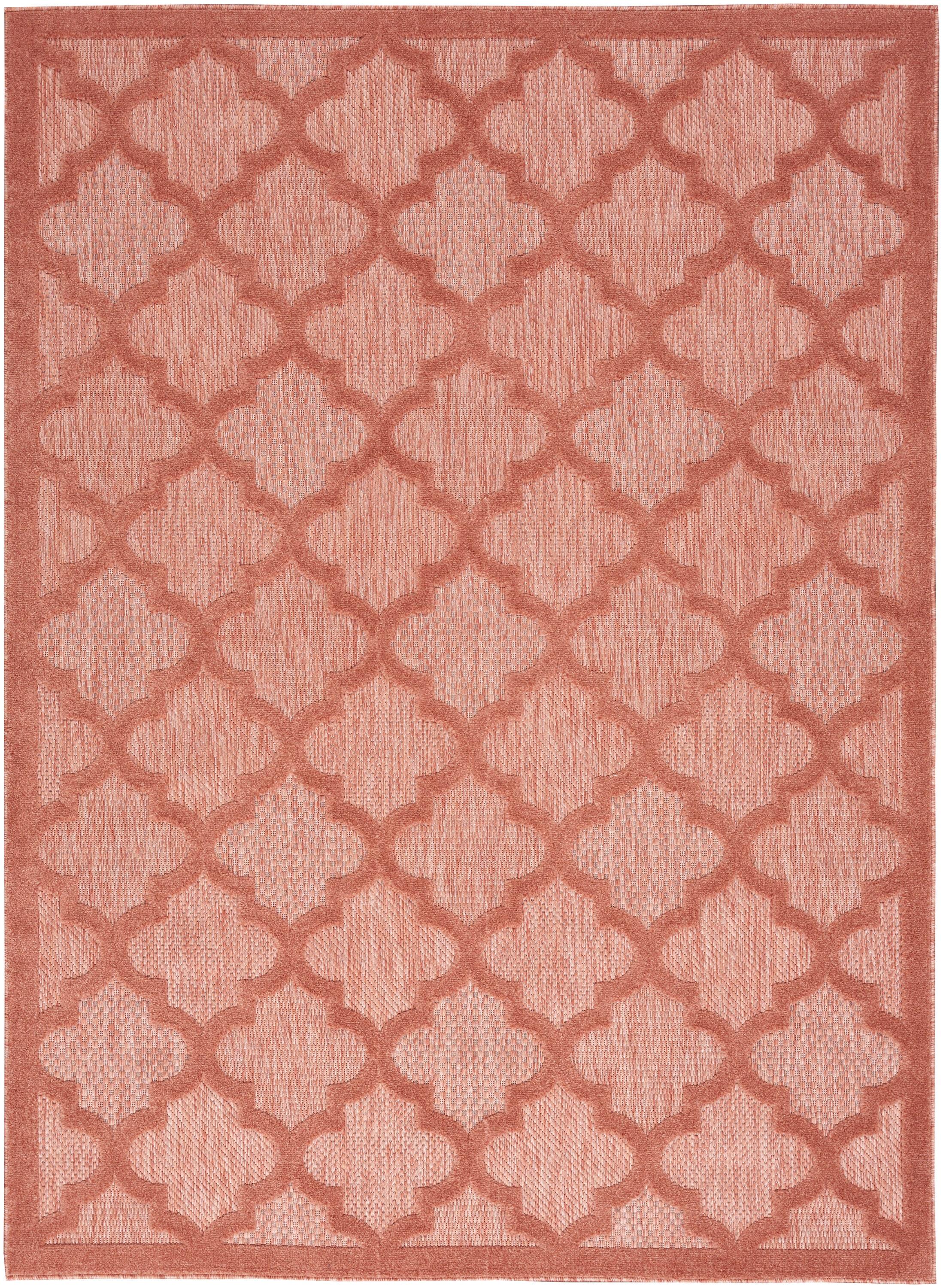 Nourison Easy Care Trellis Flatweave Indoor Outdoor Area Rug 4' x 6' Coral/Orange