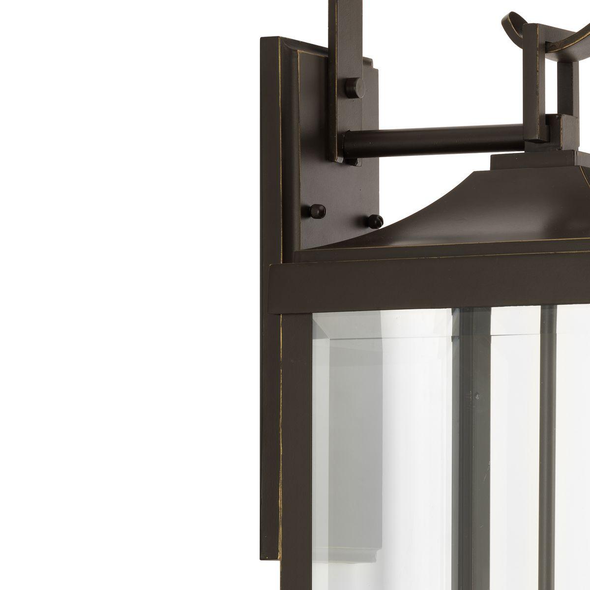 Progress Lighting Gibbes Street 3-Light Wall Lantern in Antique Bronze with Clear Beveled Glass Shade