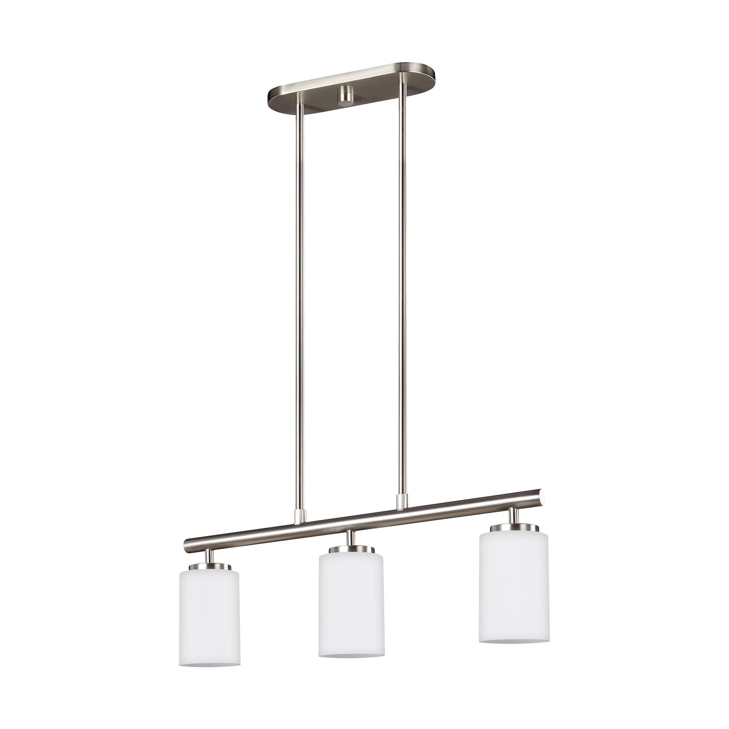 Generation Lighting Oslo 3 -Light Brushed Nickel Modern/contemporary Opal glass Cylinder Large Outdoor Hanging Pendant light