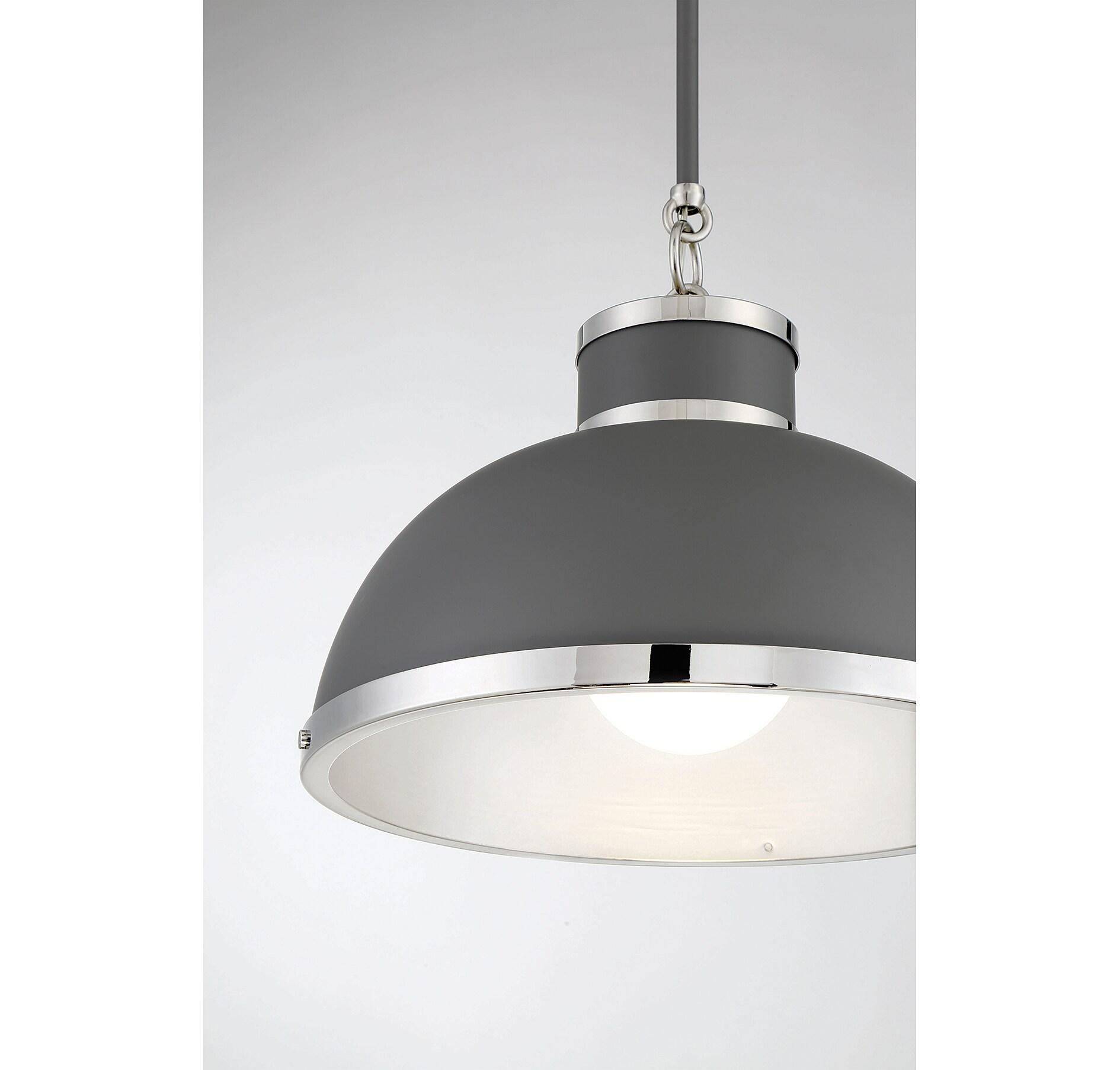 Savoy House Corning 1 - Light Pendant in  Gray/Polished Nickel