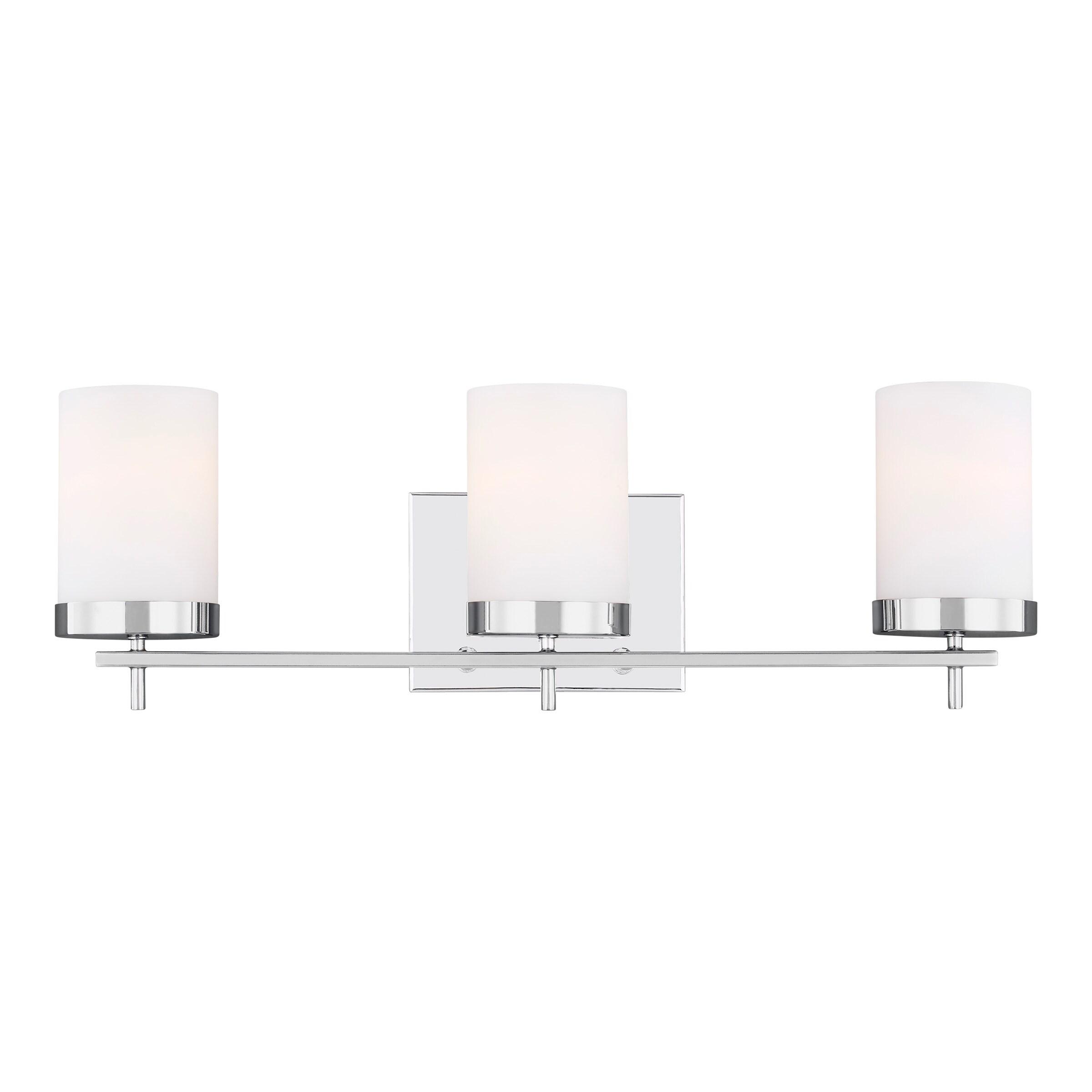 Zire Chrome 3-Light LED Vanity Fixture with Etched Glass