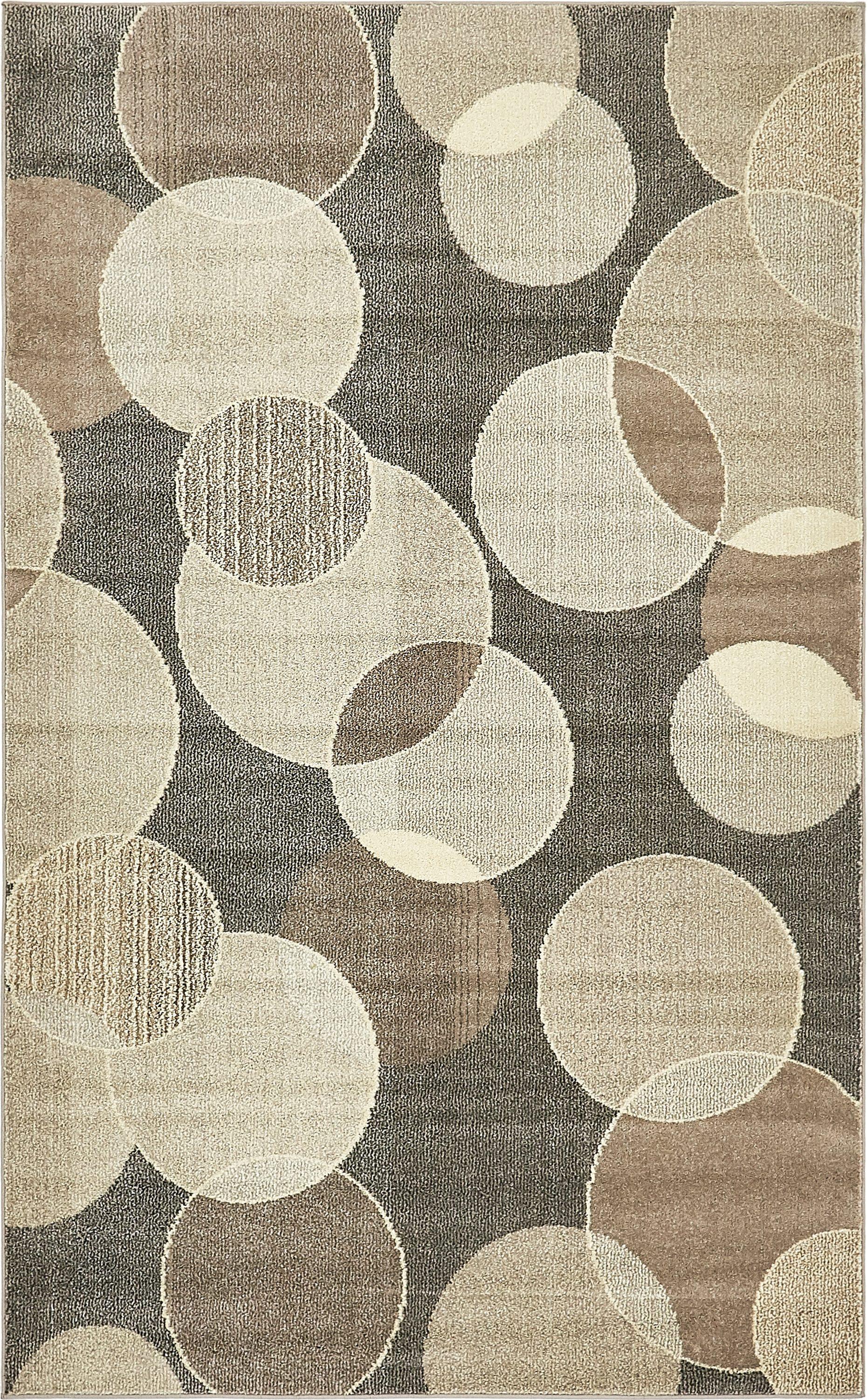 Unique Loom Chromatic Collection Modern Bokeh & Vibrant Abstract Area Rug for Any Home Décor, Rectangular 5' 0" x 8' 0", Gray/Beige