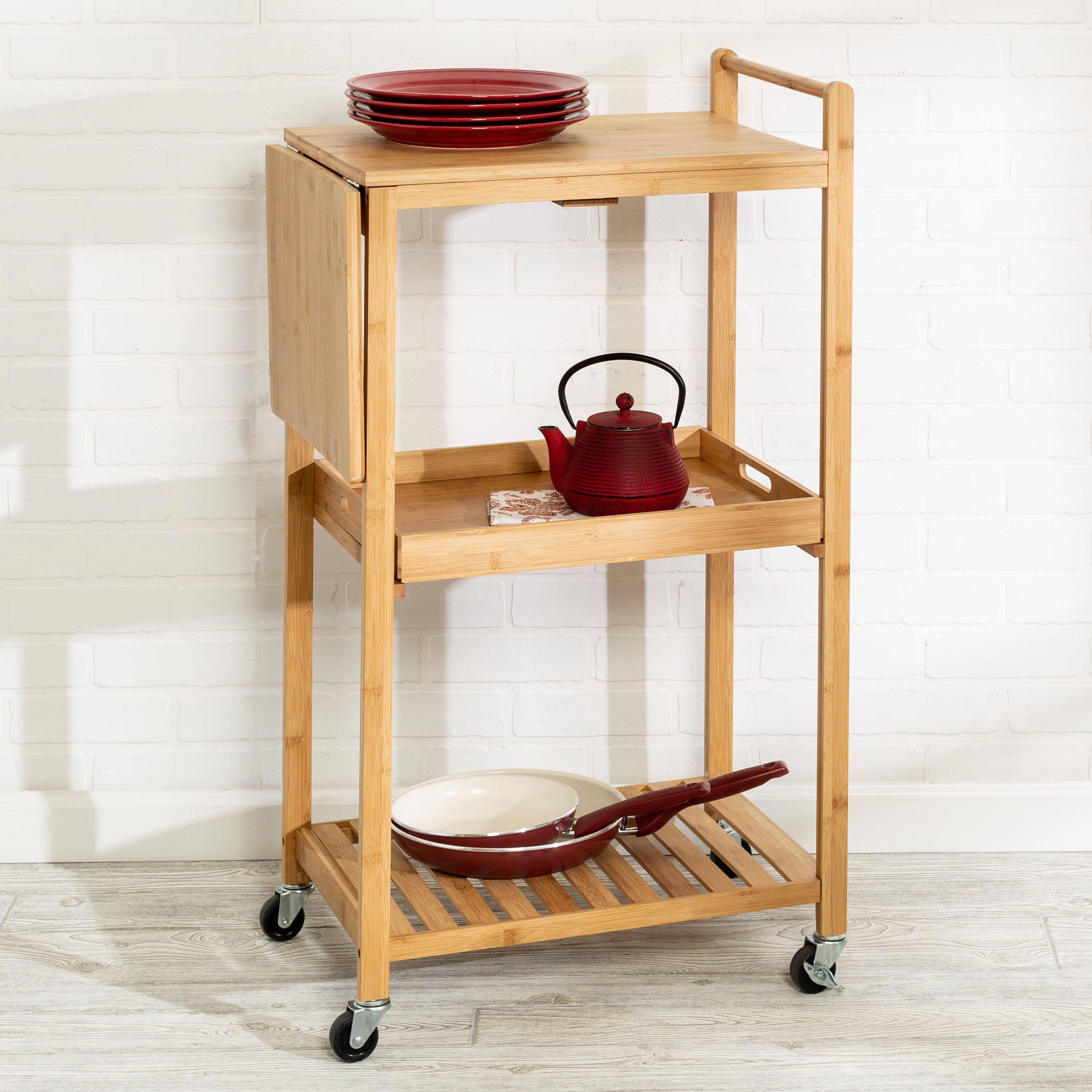 Bamboo Rolling Kitchen Cart