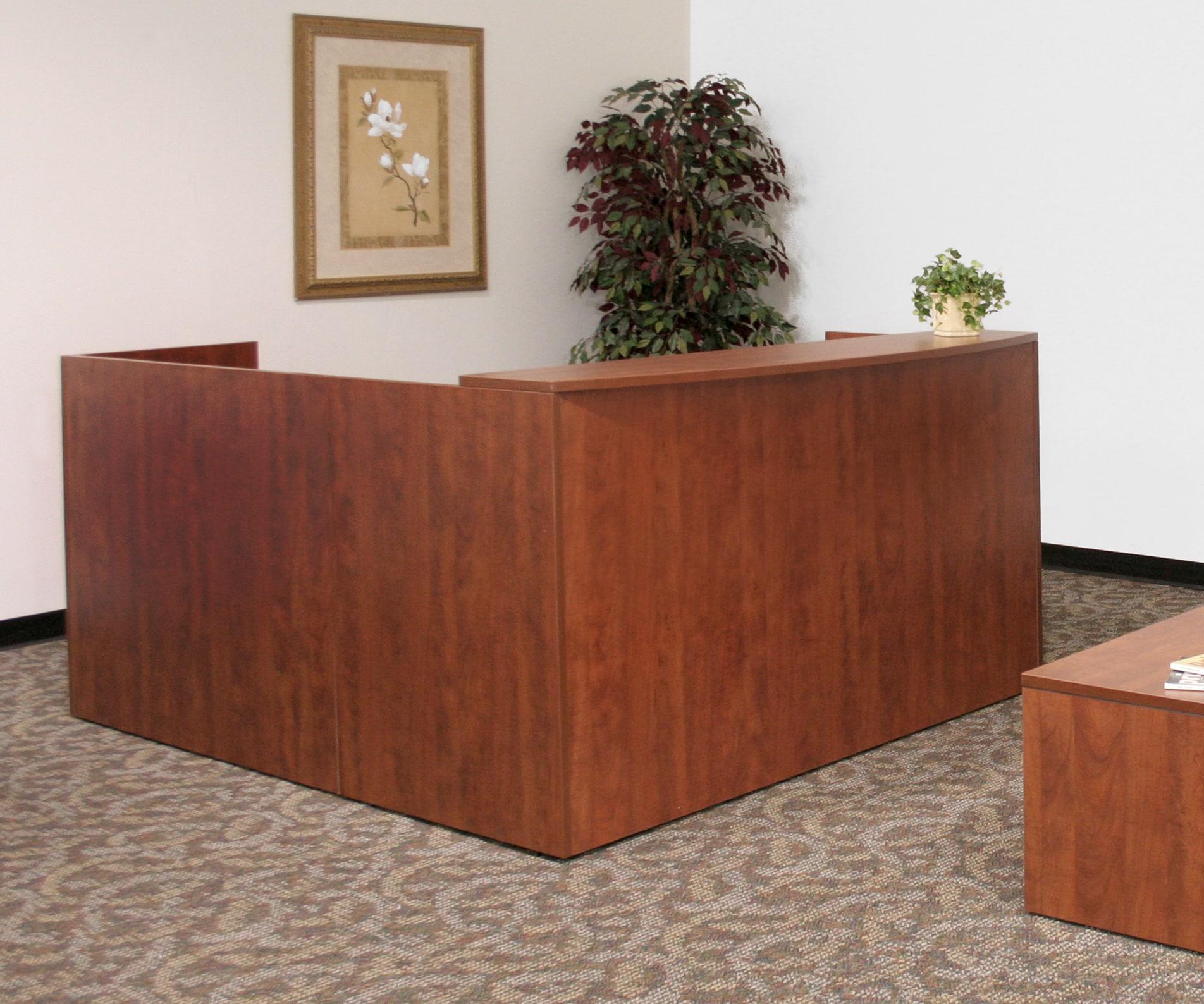 Romig Legacy Reception Desk with Double Pedestal File Cabinet- Cherry