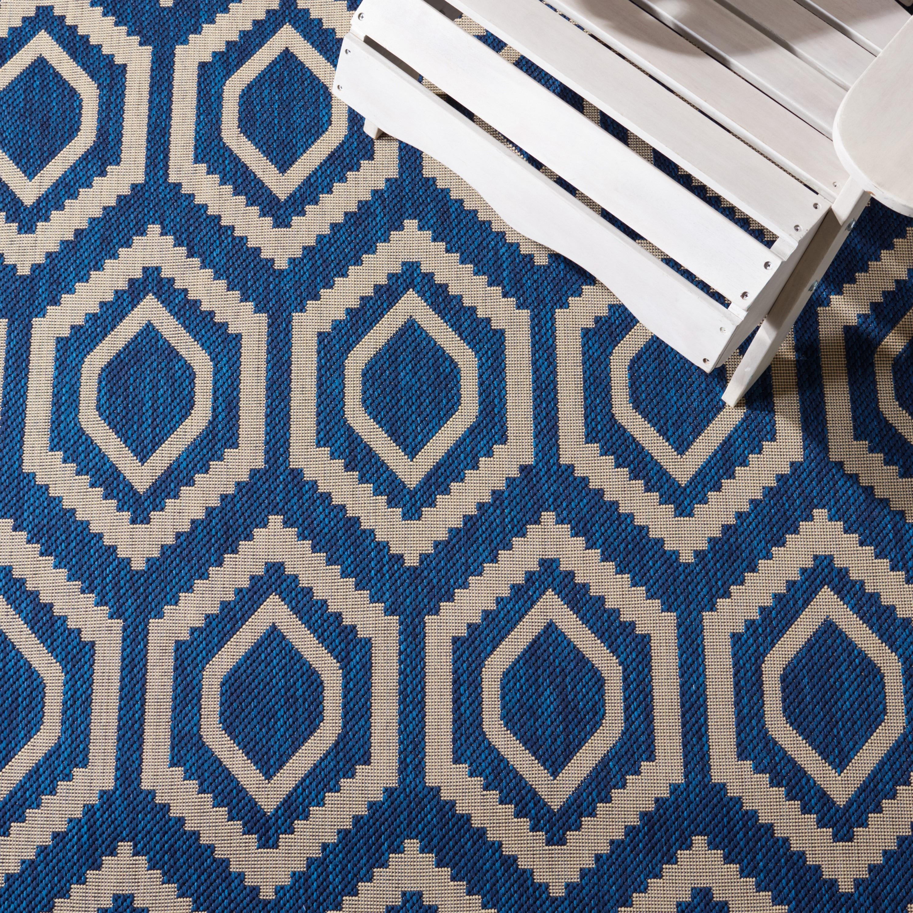 Courtyard CY6902 Power Loomed Indoor and Outdoor Area Rug - Navy/Beige - 9'x12' - Safavieh
