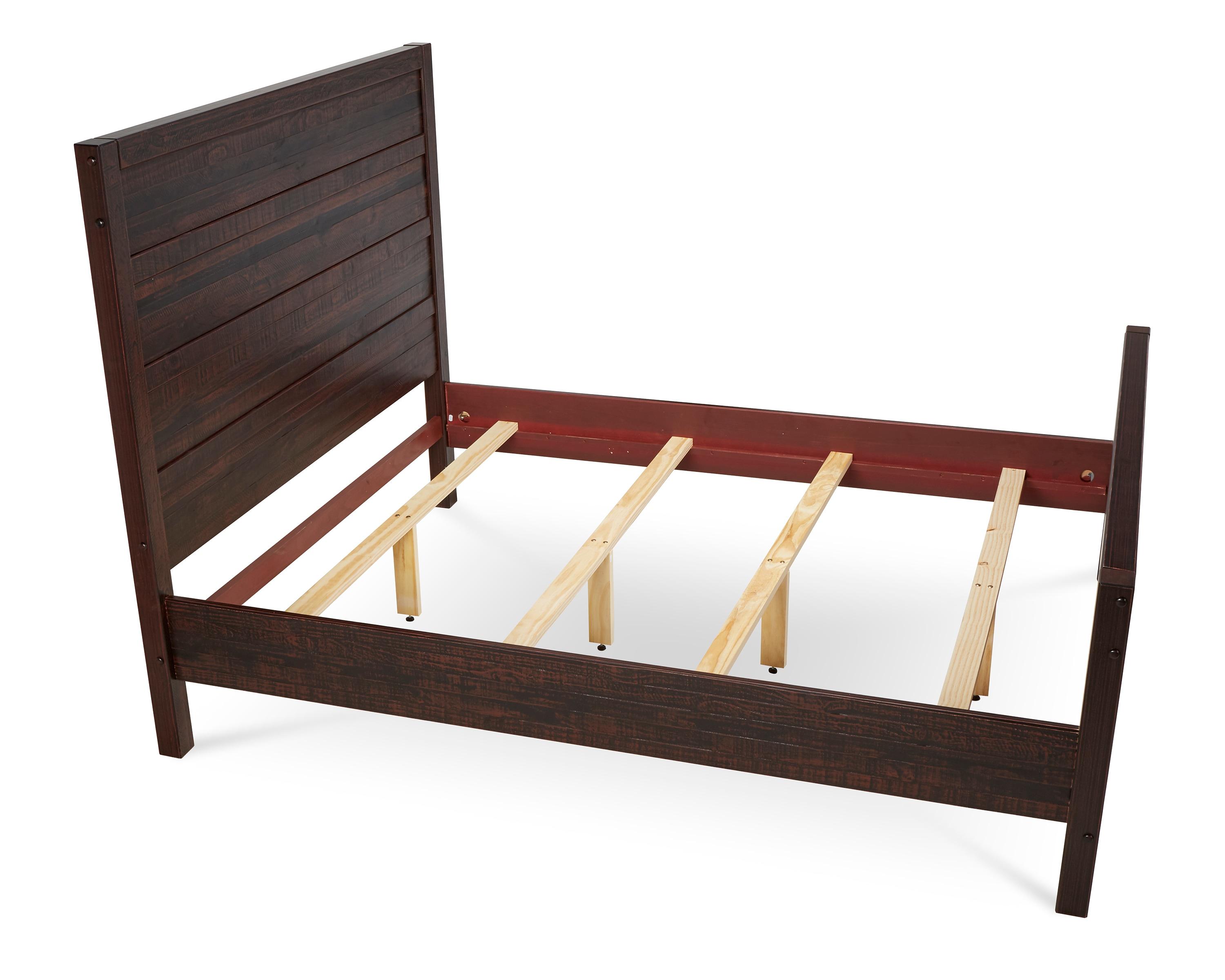 Camaflexi Carmel Solid Wood Platform Bed Frame with Headboard, King, Antique Walnut