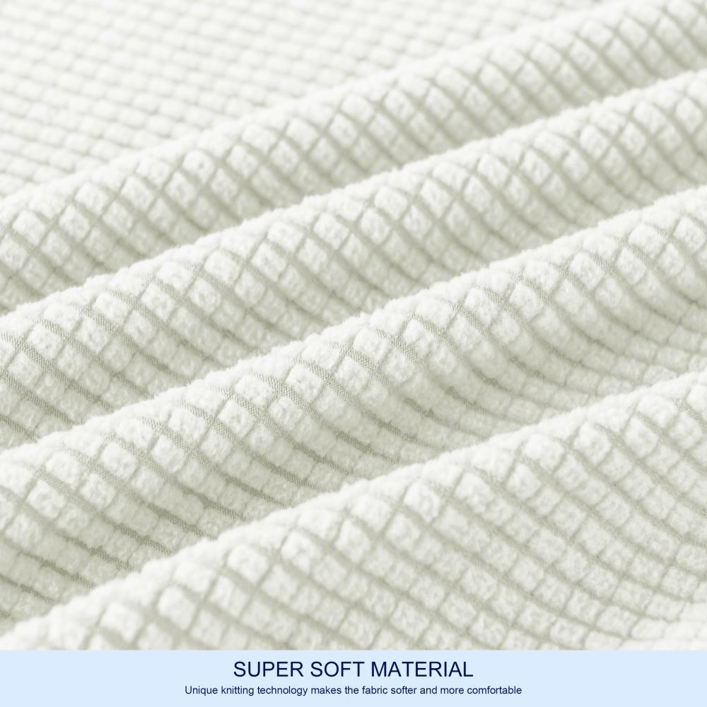 Subrtex Stretch 1-Piece Textured Grid Slipcover Sofa Cover, Off-white