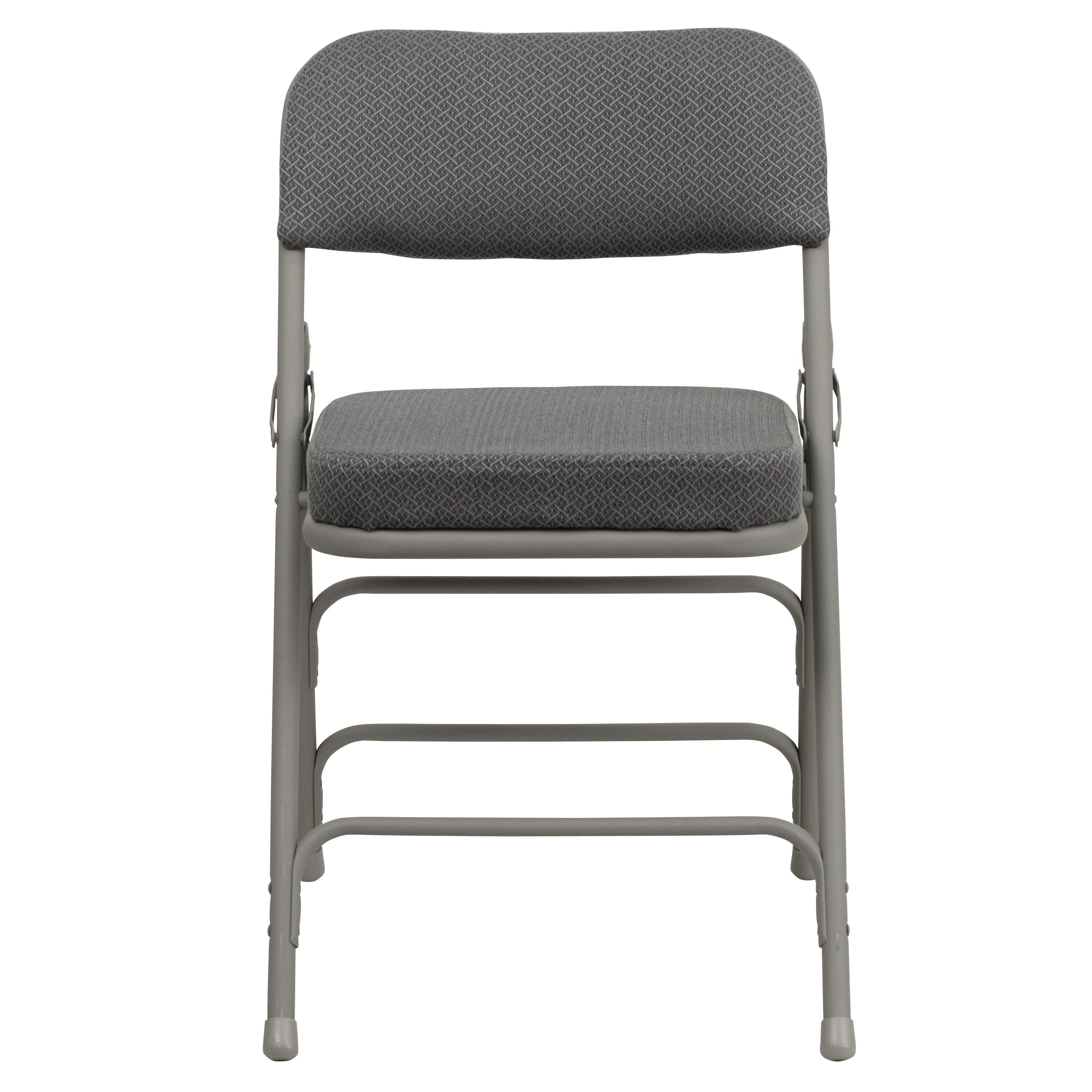 Flash Furniture 2 Pack HERCULES Series Premium Curved Triple Braced & Double Hinged Gray Fabric Metal Folding Chair