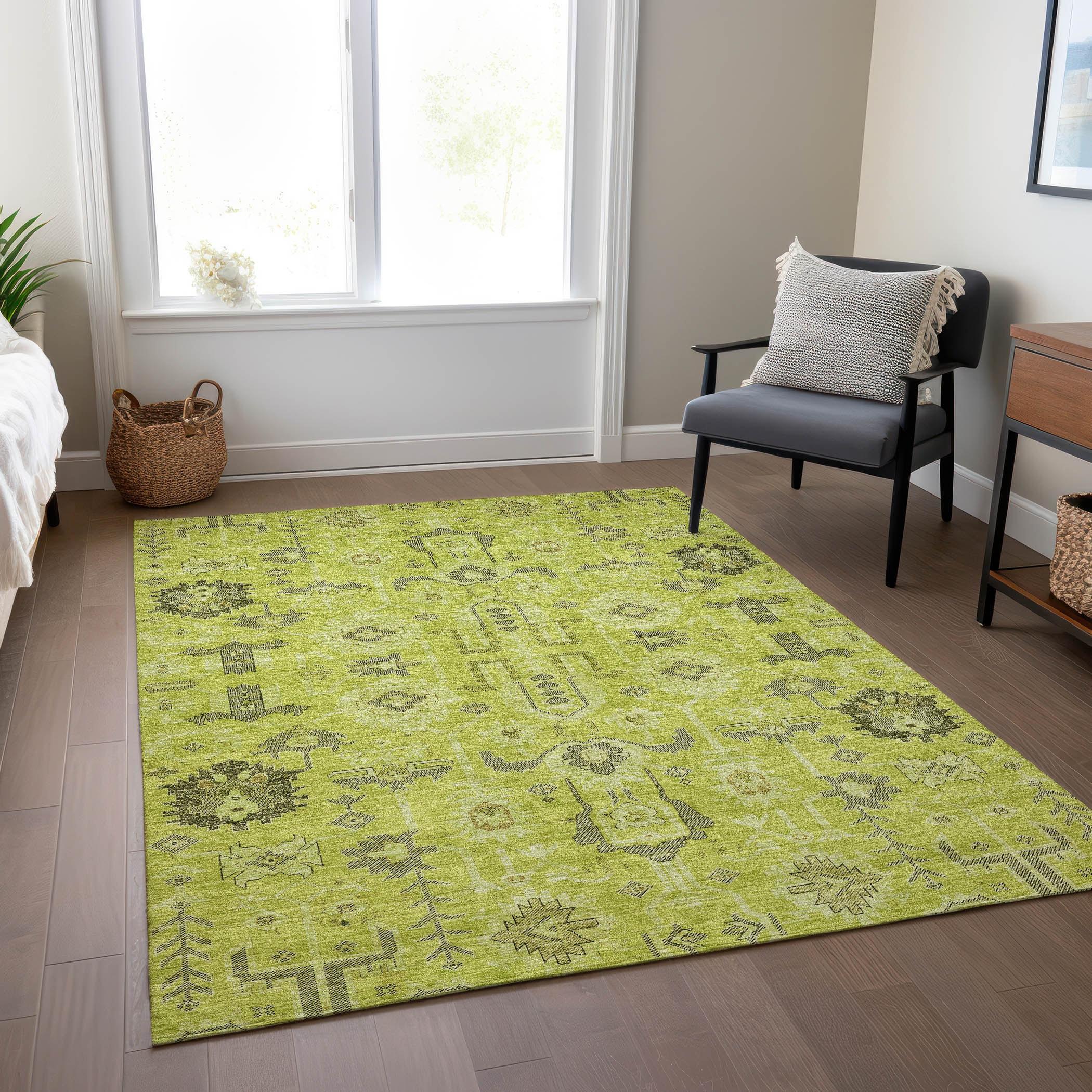 Aloe Green and Gray Geometric 10' x 14' Indoor/Outdoor Area Rug