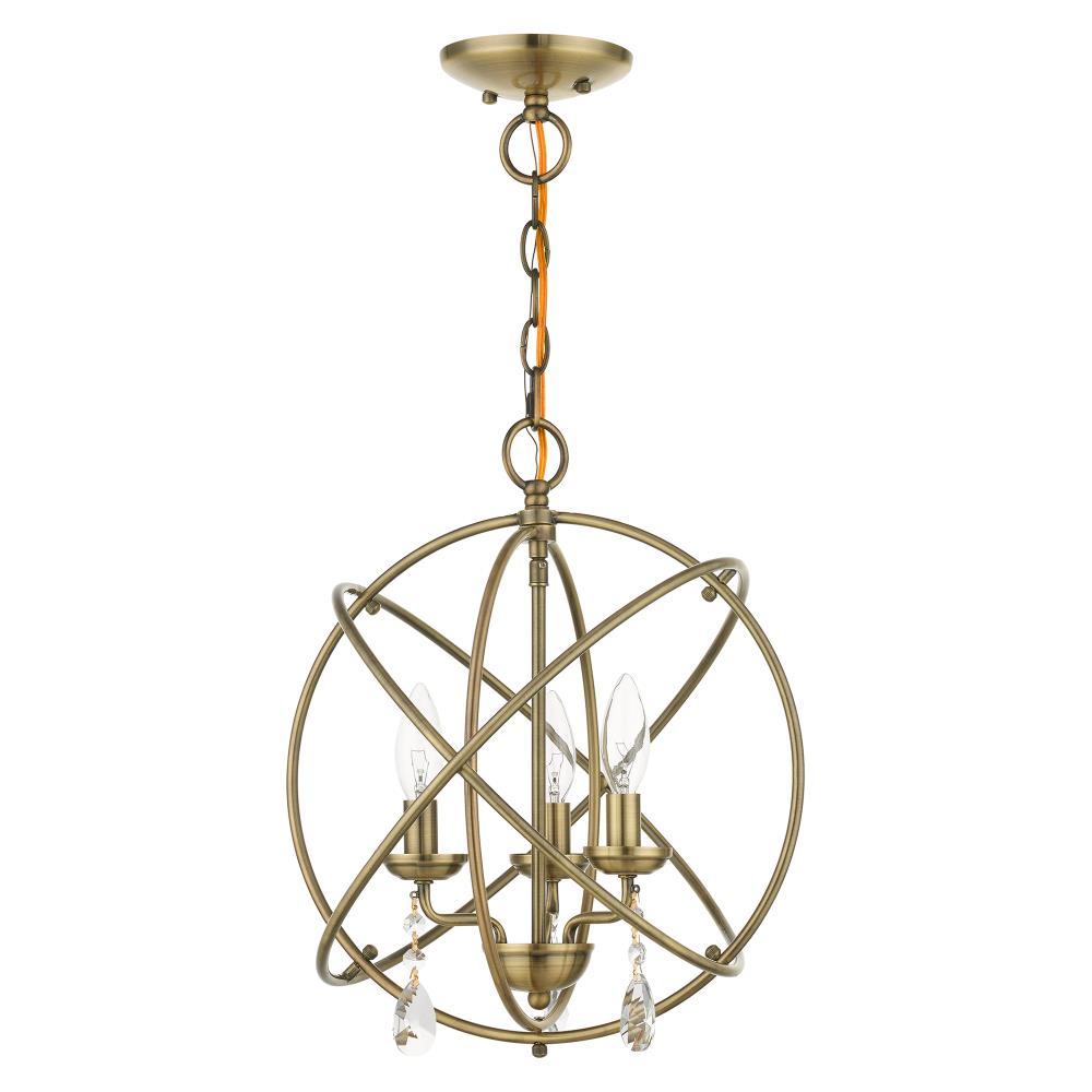 Livex Lighting Aria 3 - Light Chandelier in  Antique Brass