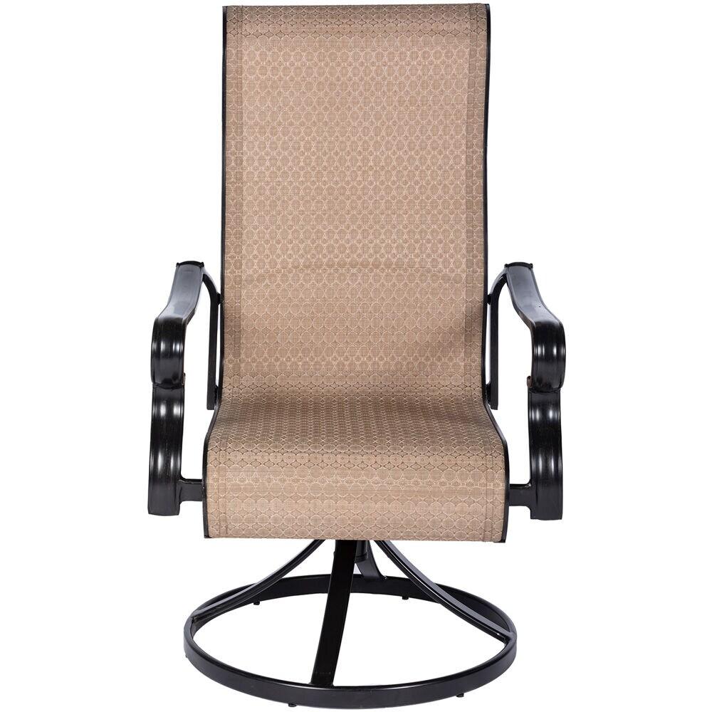 Hanover Brigantine Juego de Comedor Moderno para Exteriores de 7 Piezas / 4 Sillas con Cabestrillo, 2 Balancines Giratorios / Mesa con Tapa de 40'' x 70'' / Clima, Xido, Resistente a UV / Bronceado / BRIGDN7PCSW-2