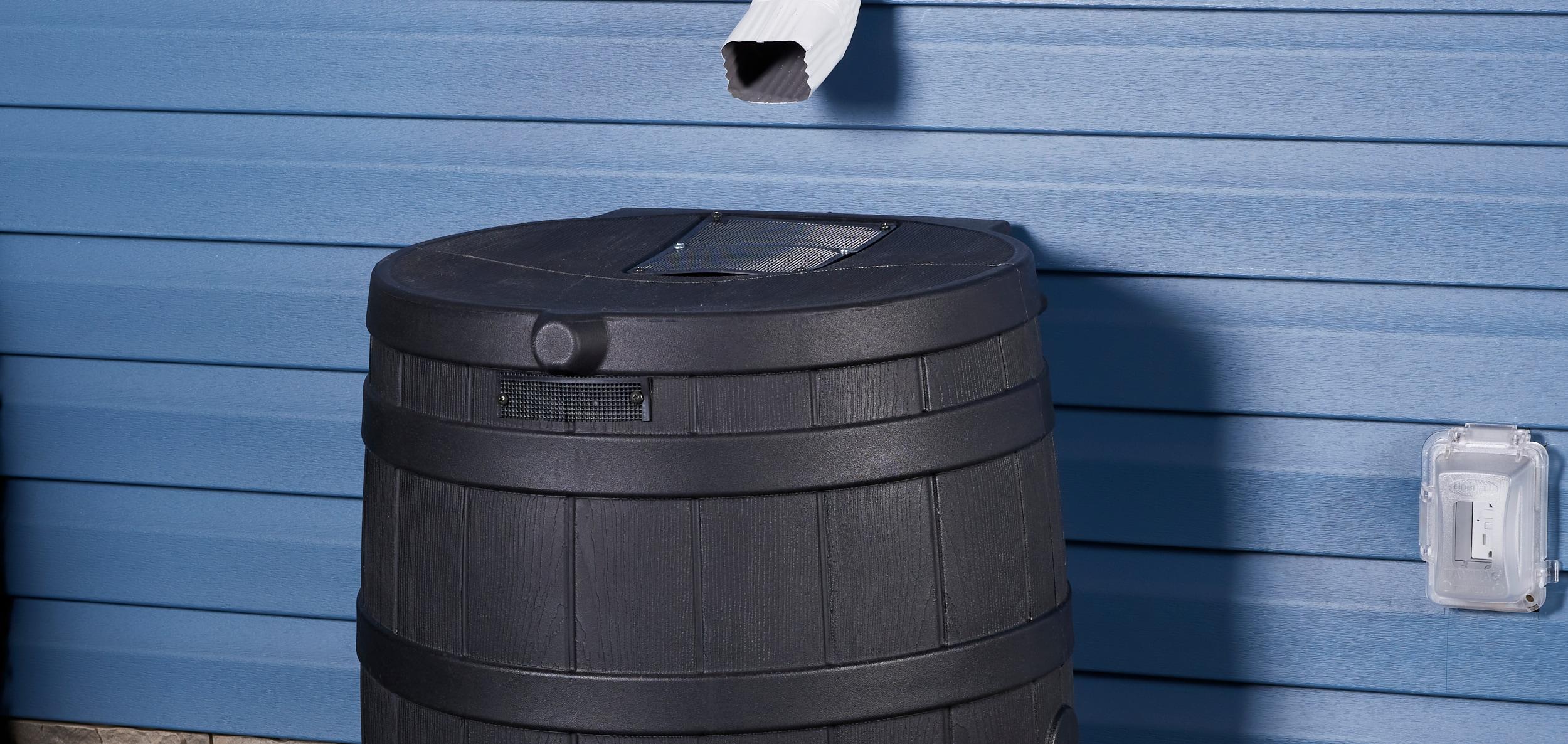 Good Ideas 50 Gallons Plastic Drainable Dual Overflow Rain Barrel