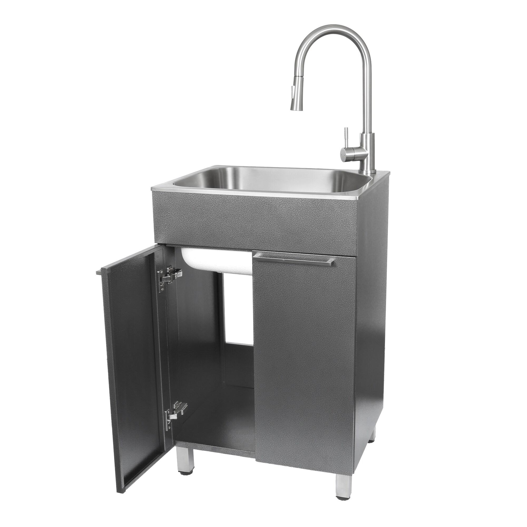 All-In-One 22" L x 18" W Free Standing Compact Laundry Sink with Faucet