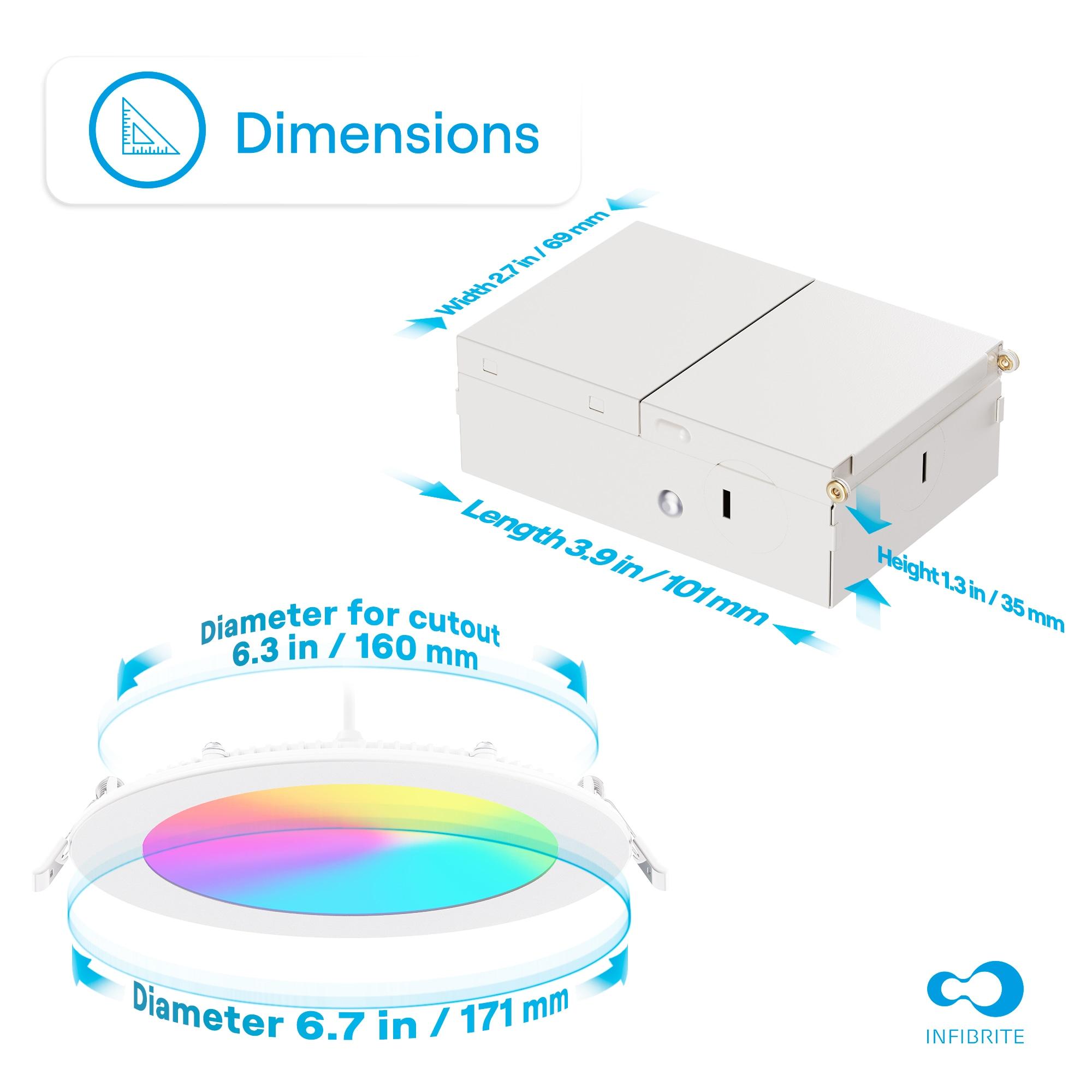 6" Slim Smart Recessed LED, 12W, RGB Tunable White, Dimmable, Wi-Fi Enabled