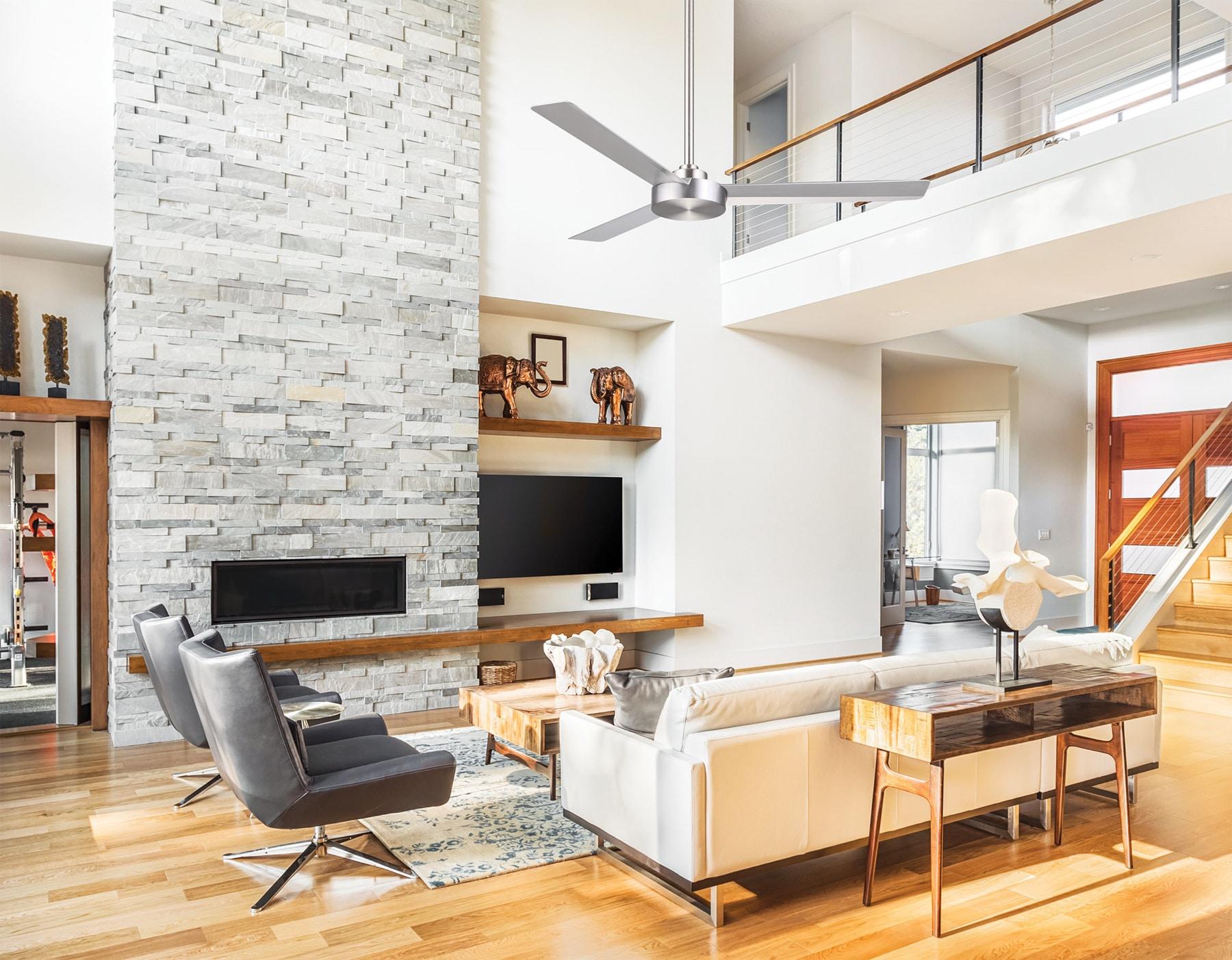 52" Minka Aire Modern 3 Blade Indoor Ceiling Fan Brushed Aluminum Silver for Living Room Kitchen Bedroom Family Dining House Home